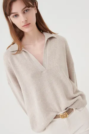 Marella Pret 2333664037200 Beige Split Neck Jumper