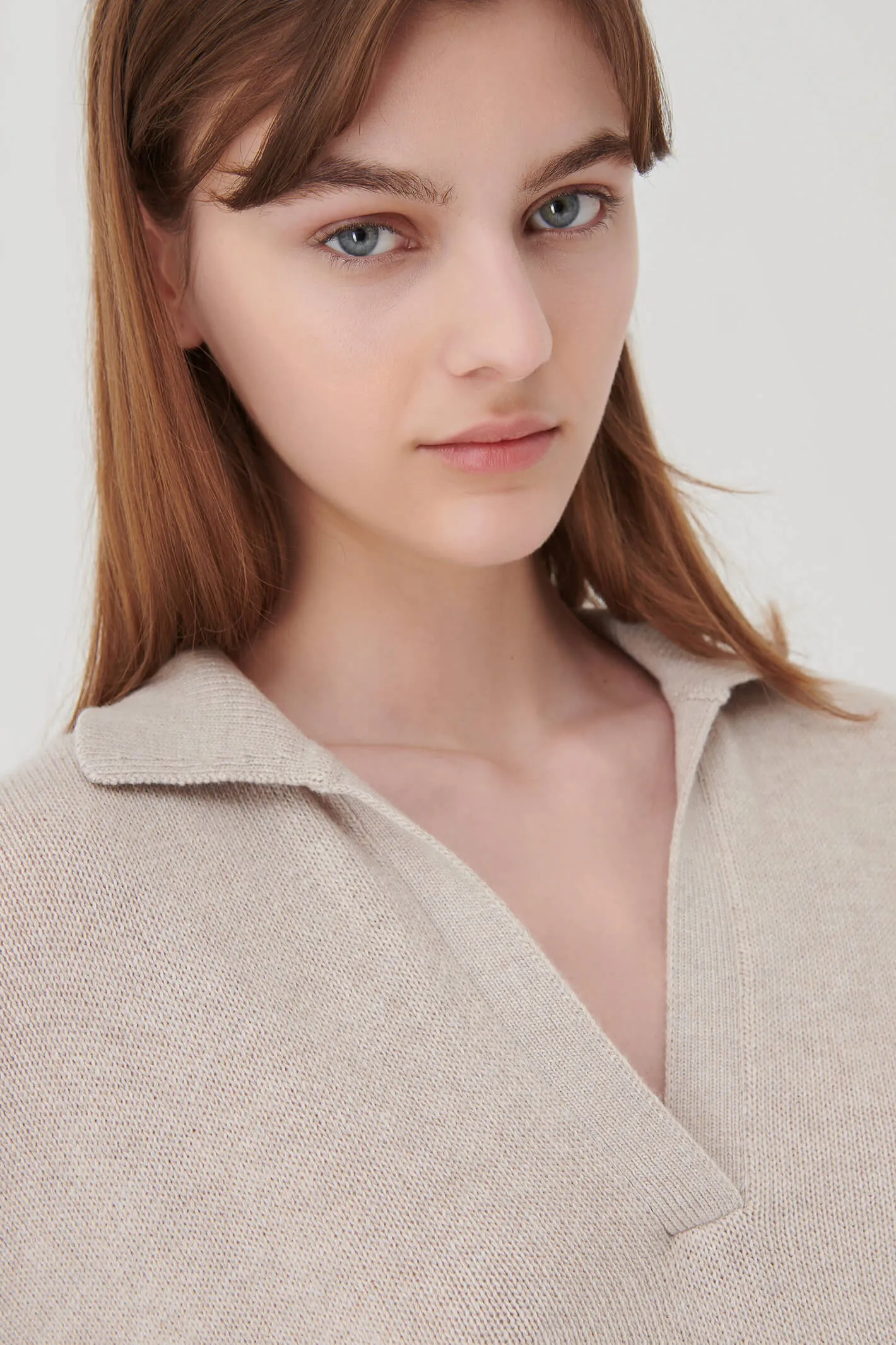 Marella Pret 2333664037200 Beige Split Neck Jumper