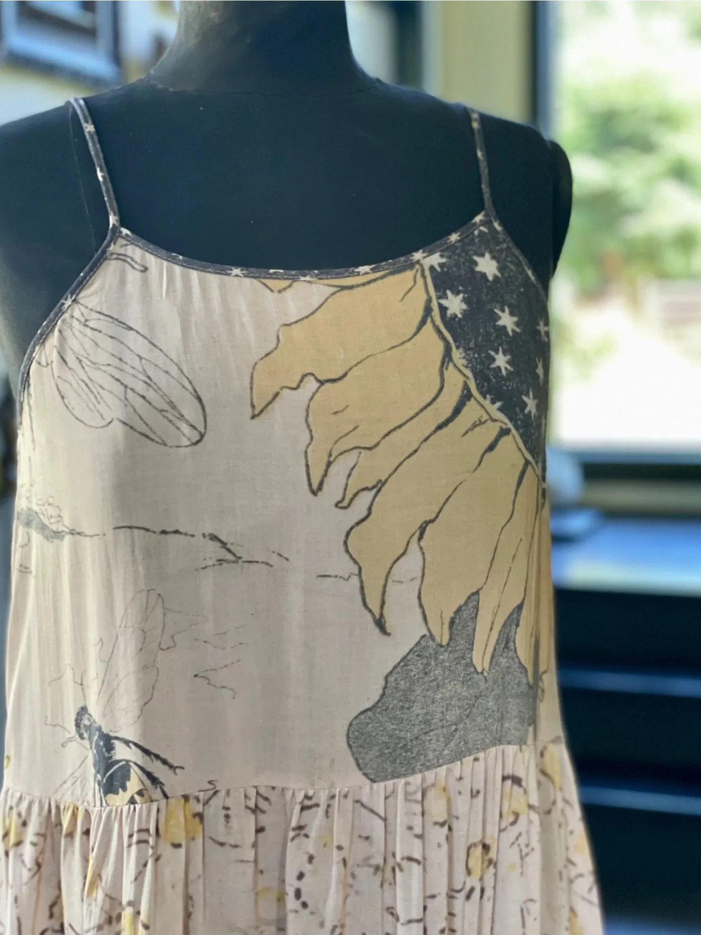 Market Of Stars Milk & Honey Bohéme Slip Dress with Bees and Sunflowers