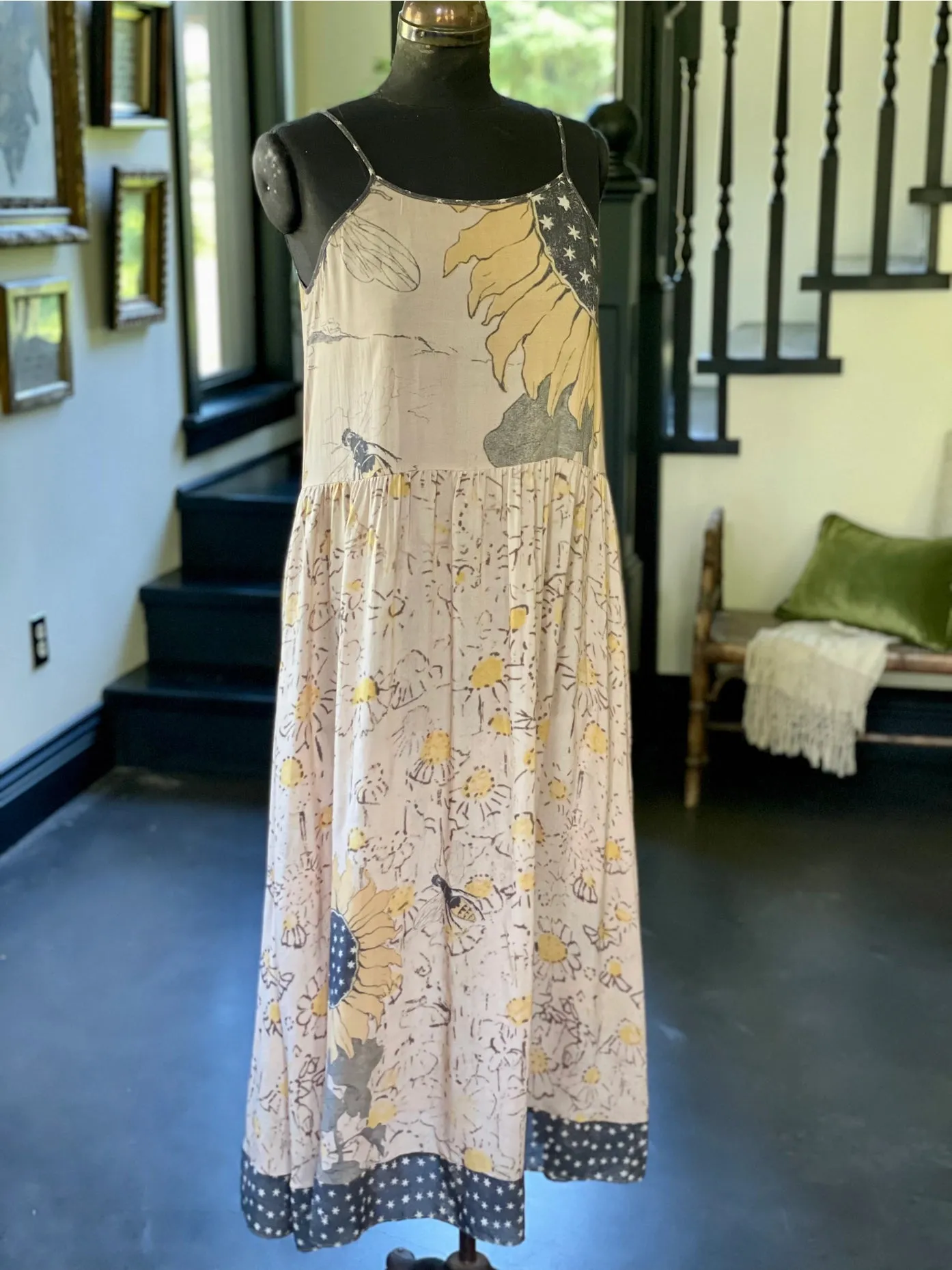Market Of Stars Milk & Honey Bohéme Slip Dress with Bees and Sunflowers