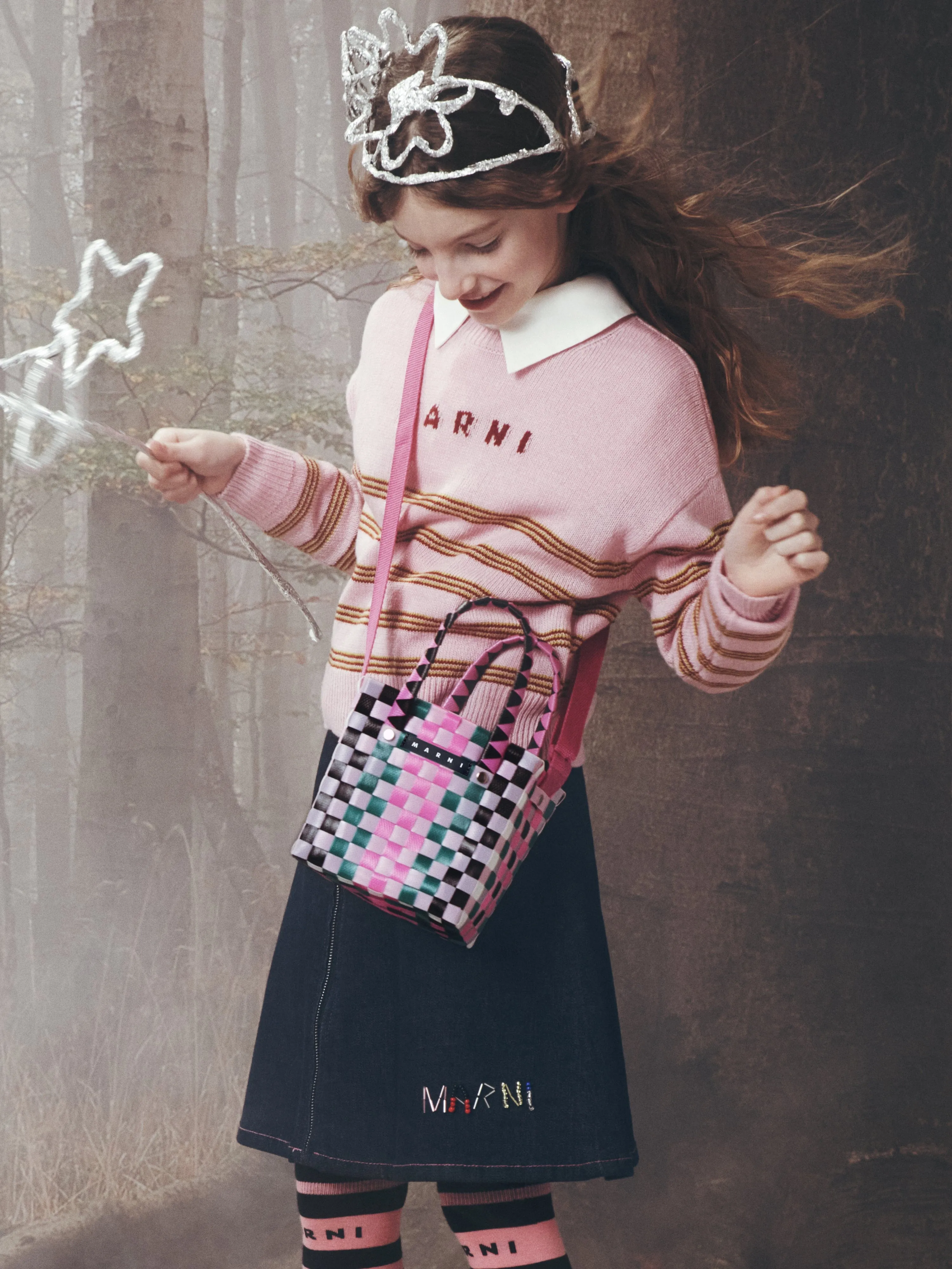 MARNI Girls Striped Jumper in Pink
