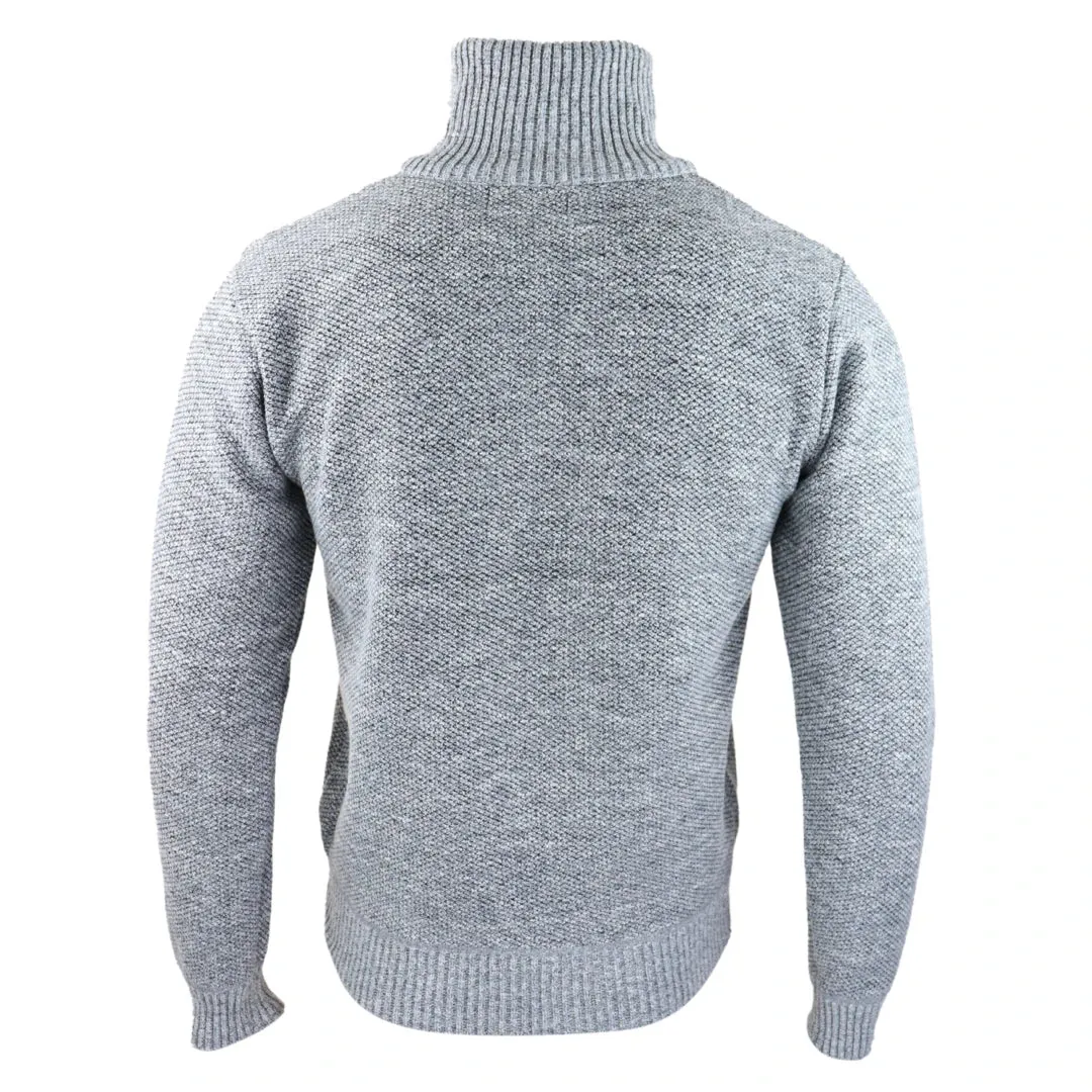Men's Jumper Fleece Fur Lined Pullover Knitted Warm Winter Half Zip