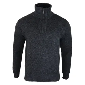 Men's Jumper Fleece Fur Lined Pullover Knitted Warm Winter Half Zip