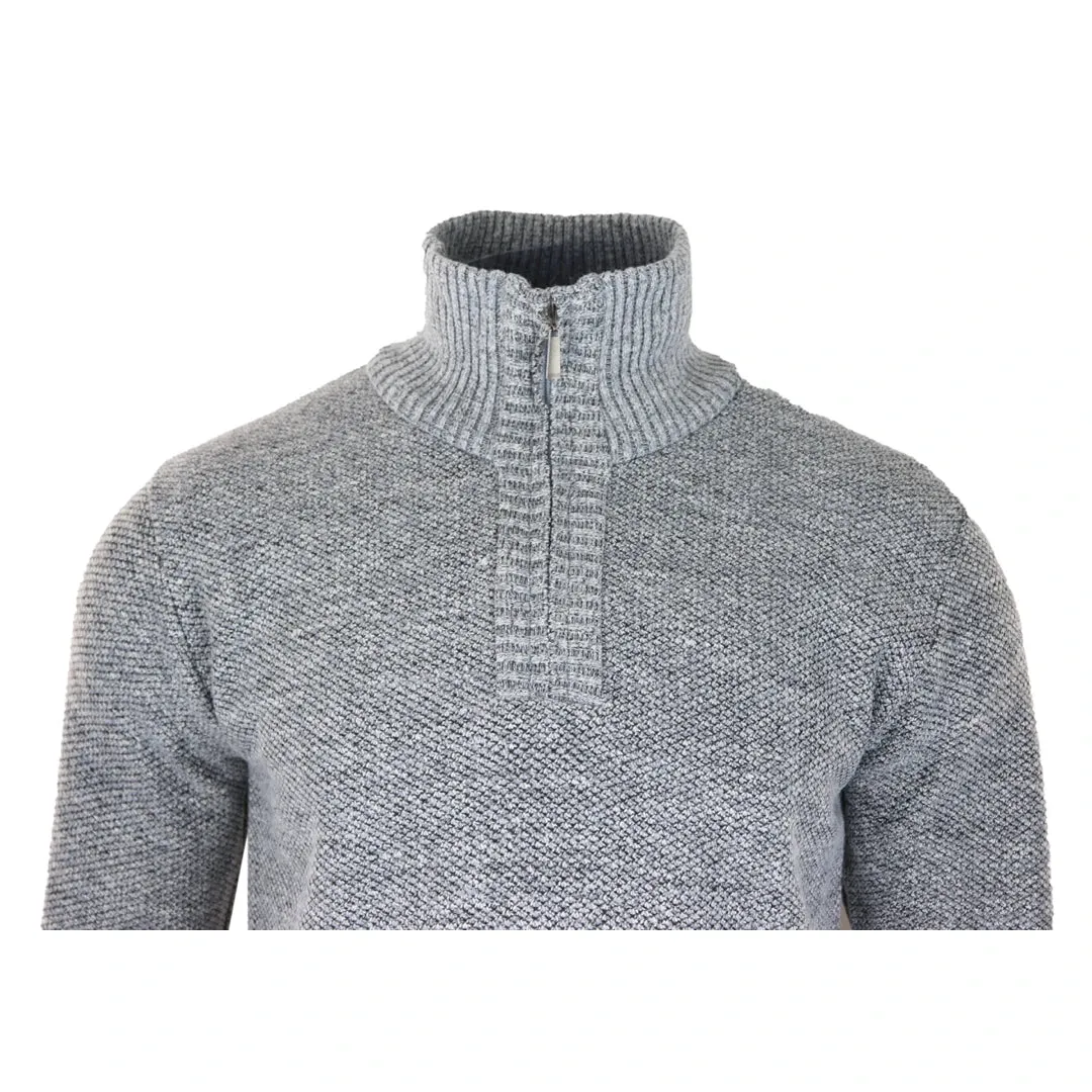 Men's Jumper Fleece Fur Lined Pullover Knitted Warm Winter Half Zip