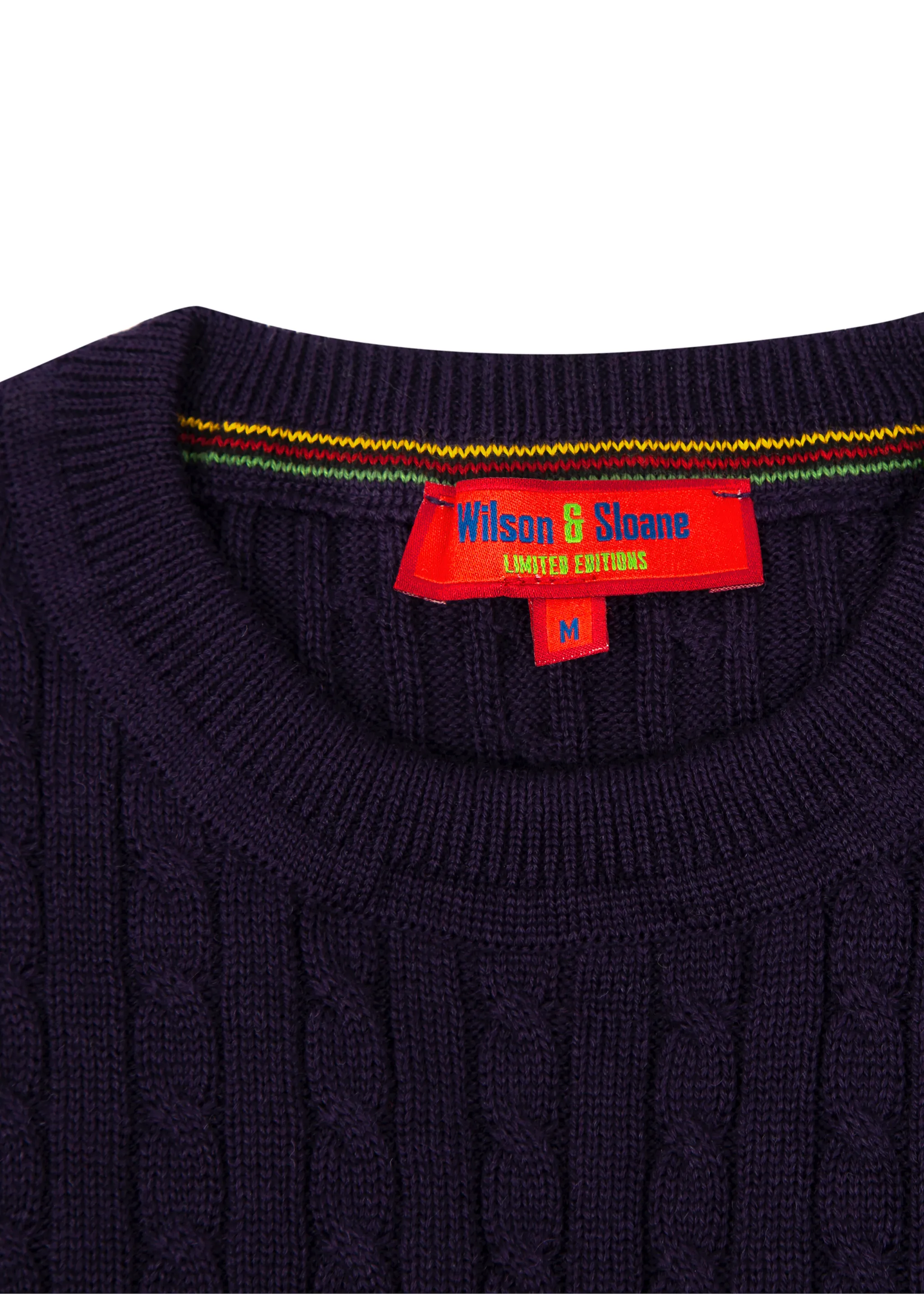 Men's Mulberry Purple Mildura WoolCable Knit Crew Neck Jumper