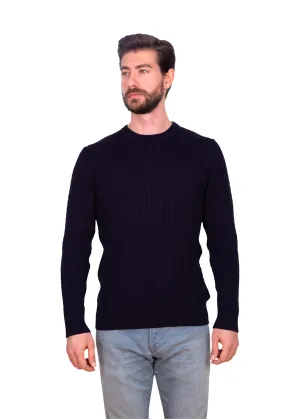 Men's Mulberry Purple Mildura WoolCable Knit Crew Neck Jumper
