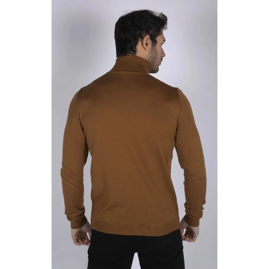 Men's Polar Neck Jumper Roll Neck High Turtle Neck Light Weight
