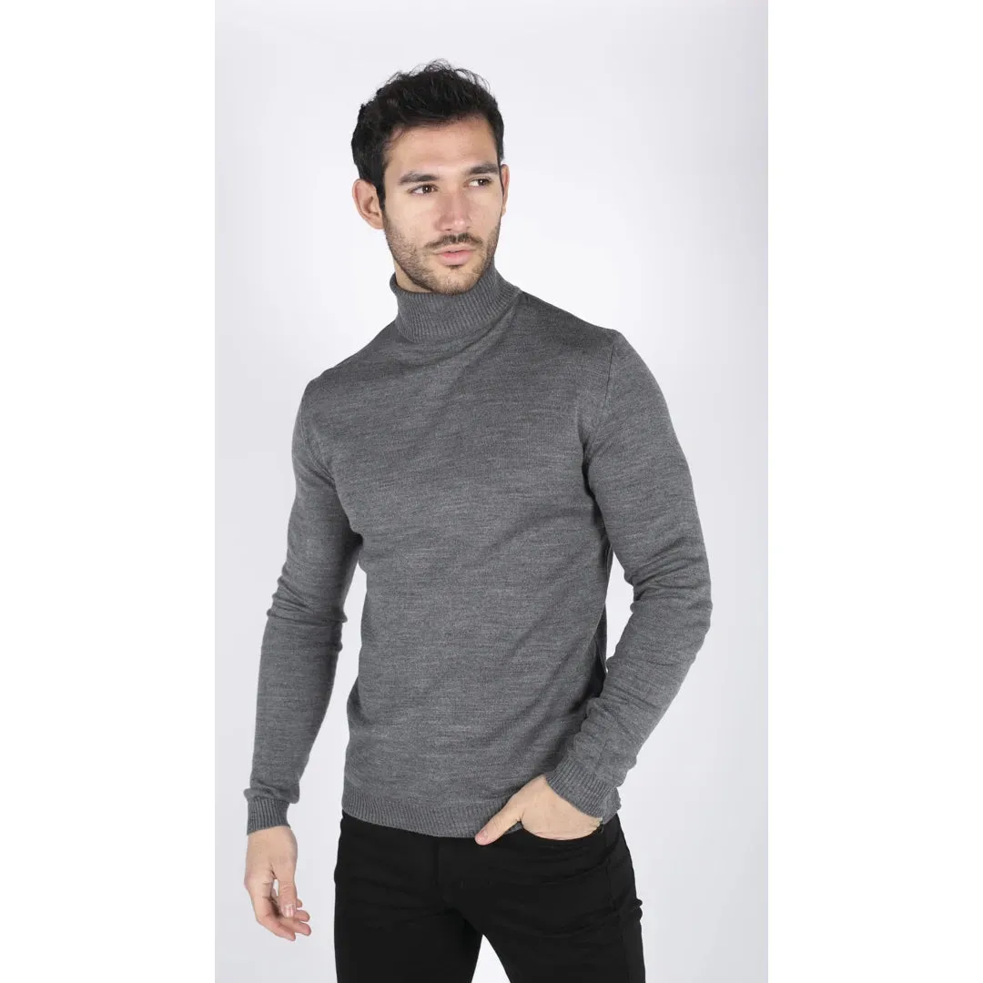 Men's Polar Neck Jumper Roll Neck High Turtle Neck Light Weight