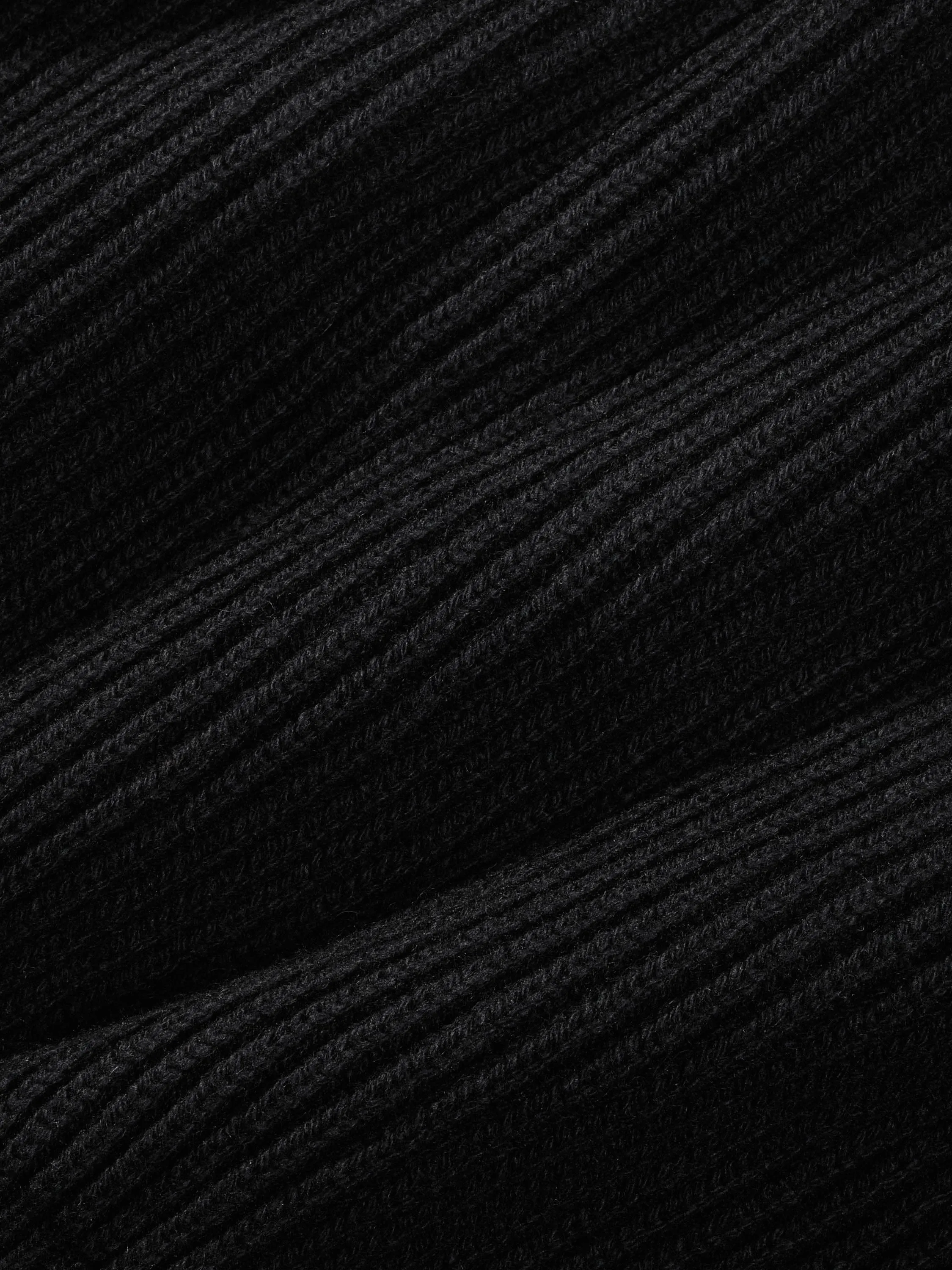 Mens Recycled Cashmere Funnel-Neck Sweater—black