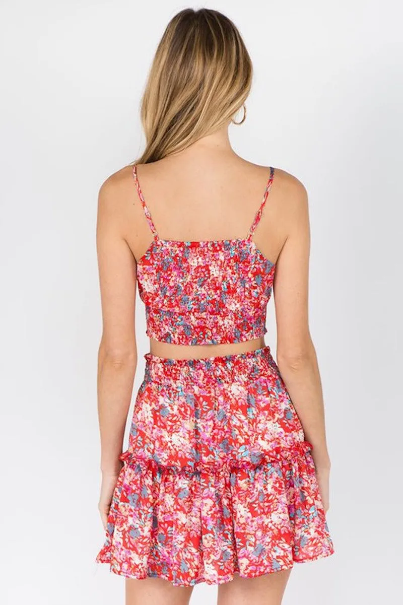 Michelle's Red Print Crop Top