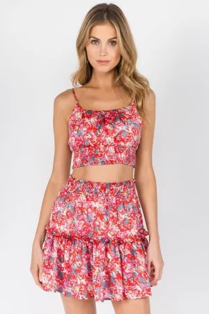 Michelle's Red Print Crop Top