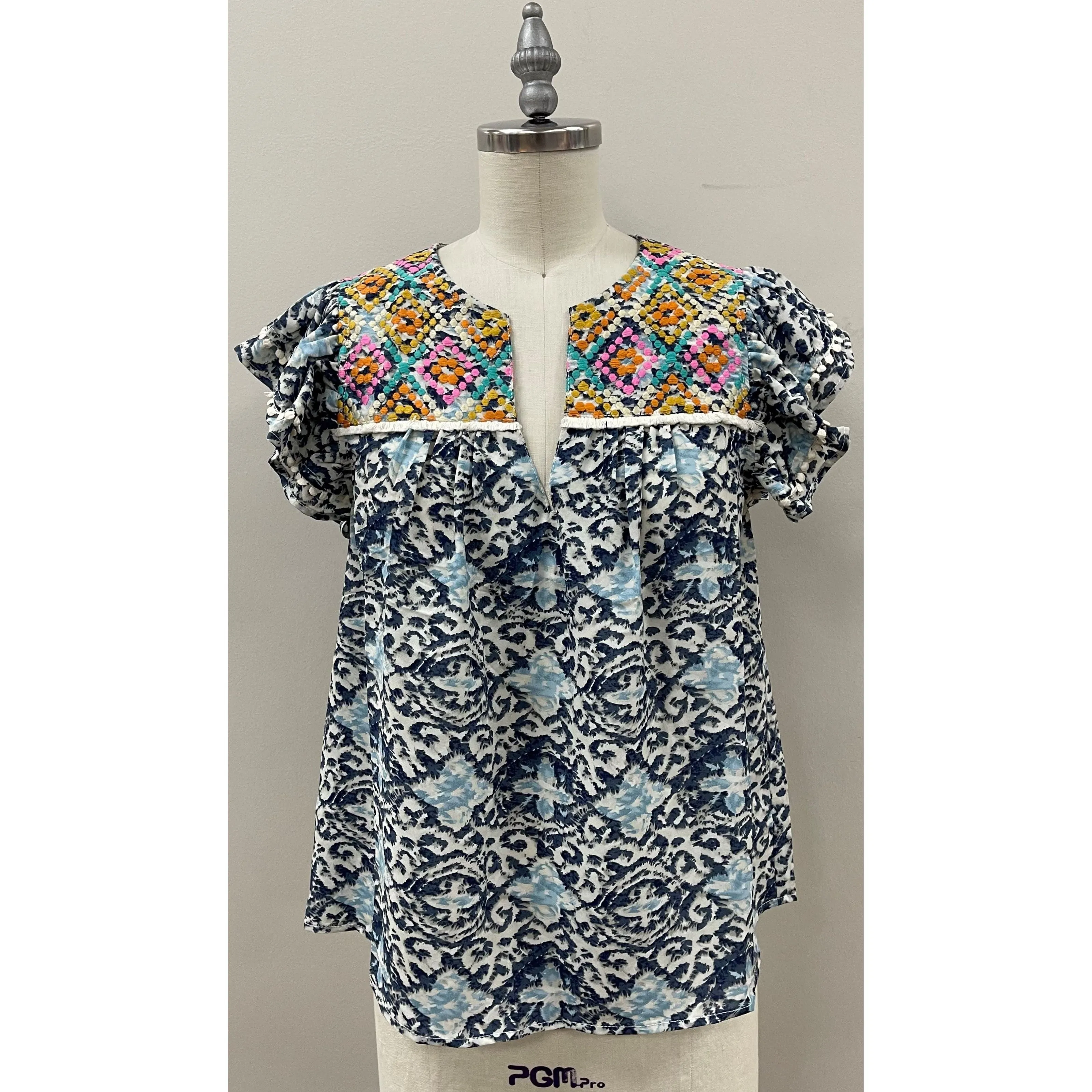 Misty Flutter Sleeve Print THML Top