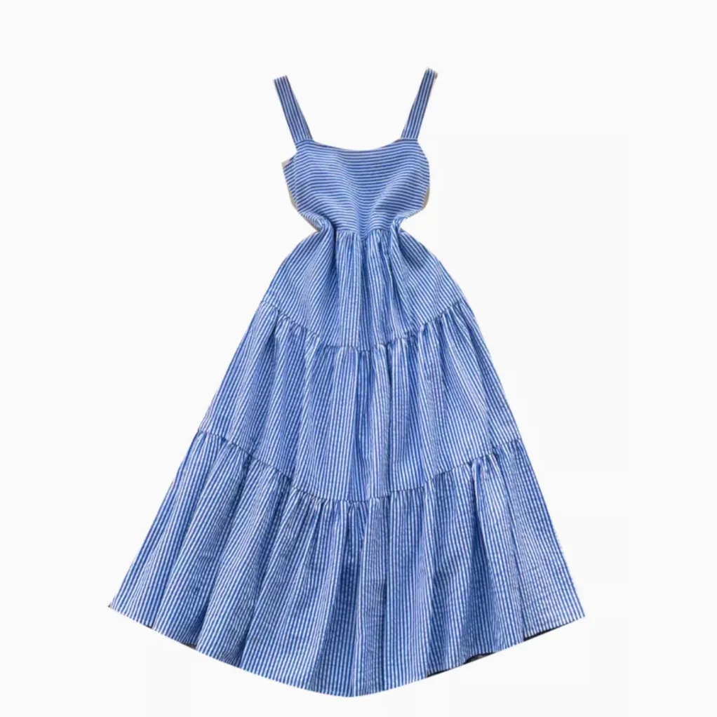 Mori Blue&White Striped Slip Dress