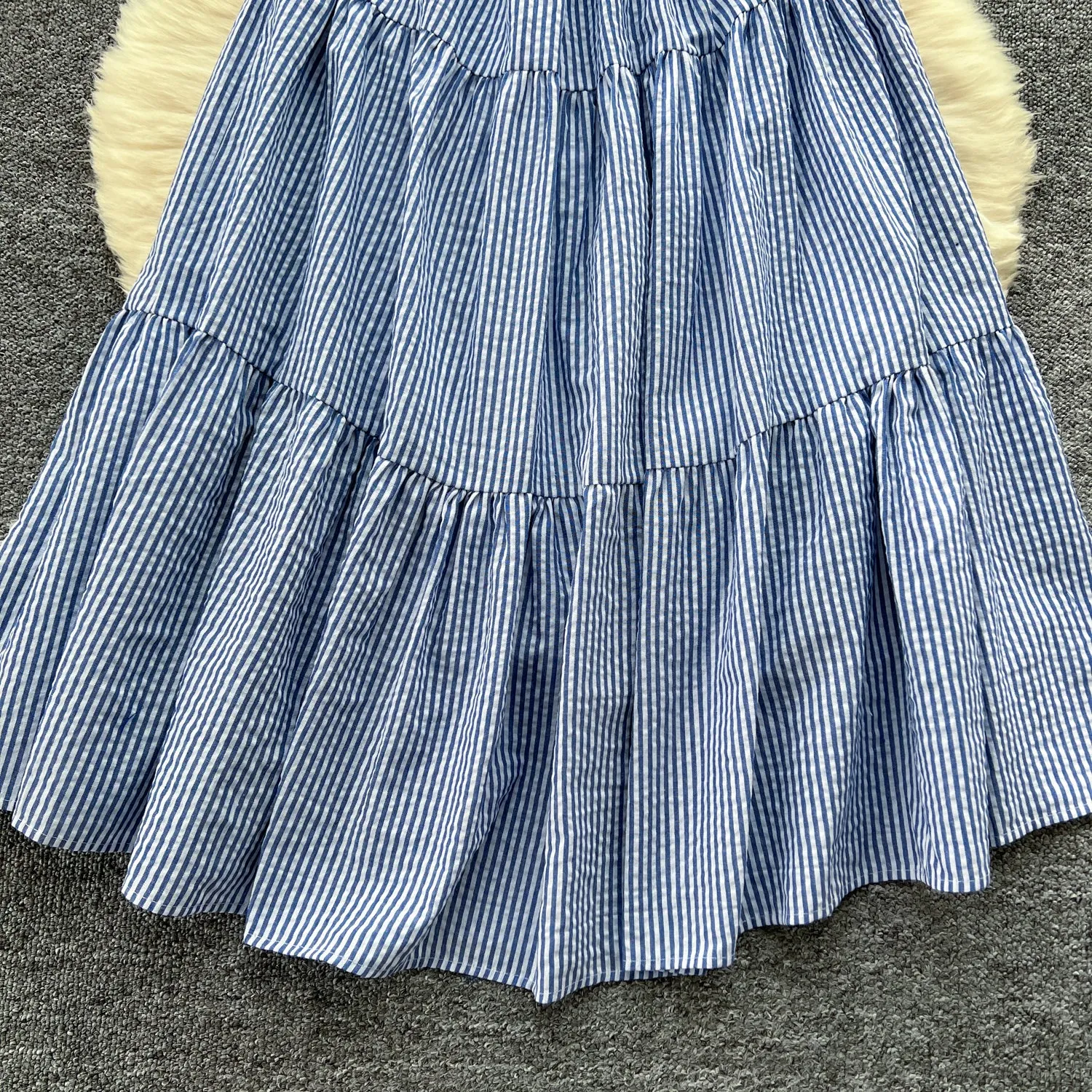 Mori Blue&White Striped Slip Dress