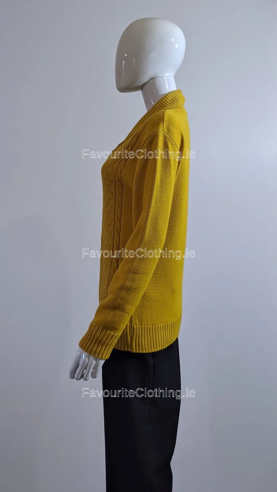 Mustard Four Button Cable Knit Jumper