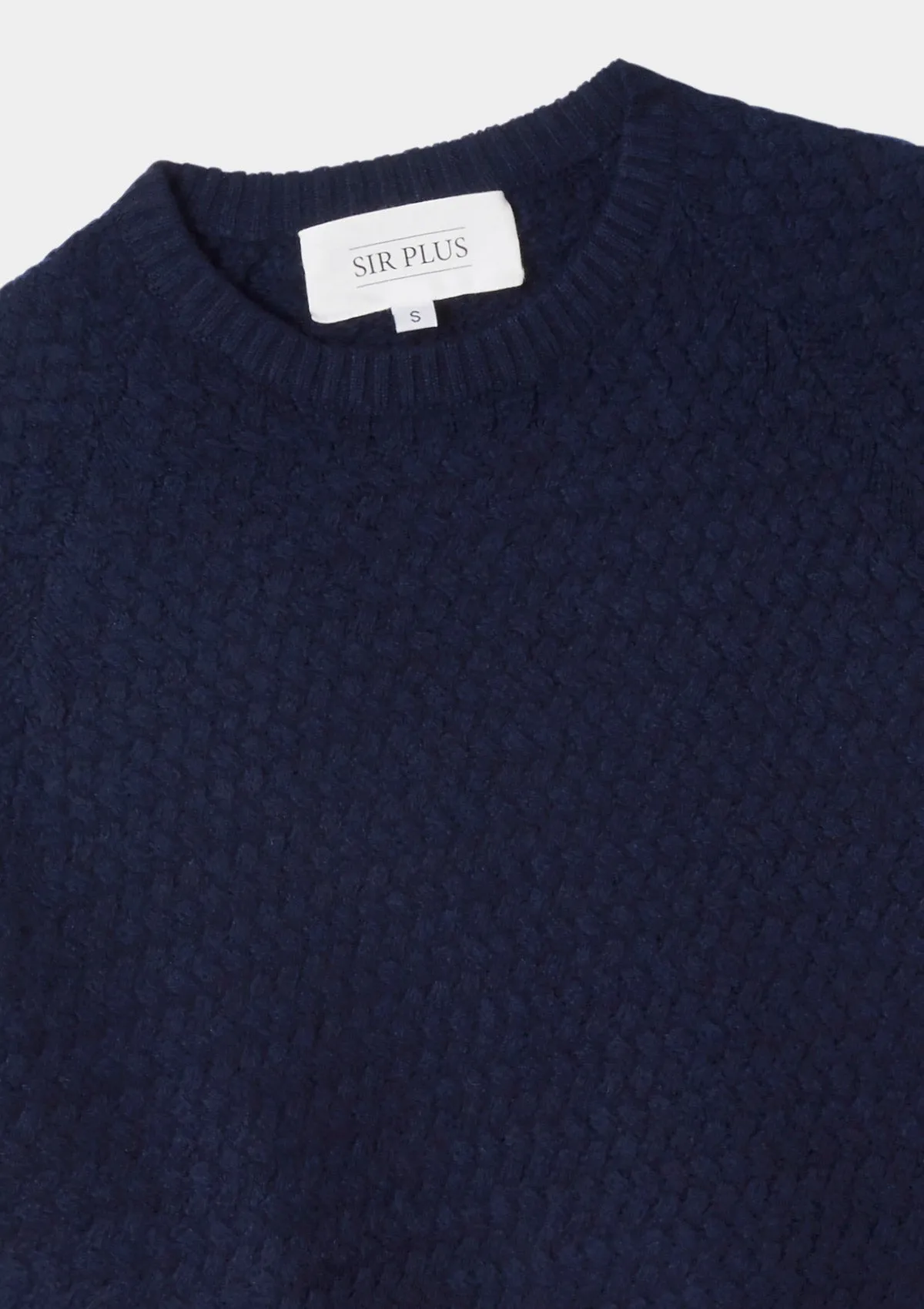 Navy Basket Weave Cashmere Jumper