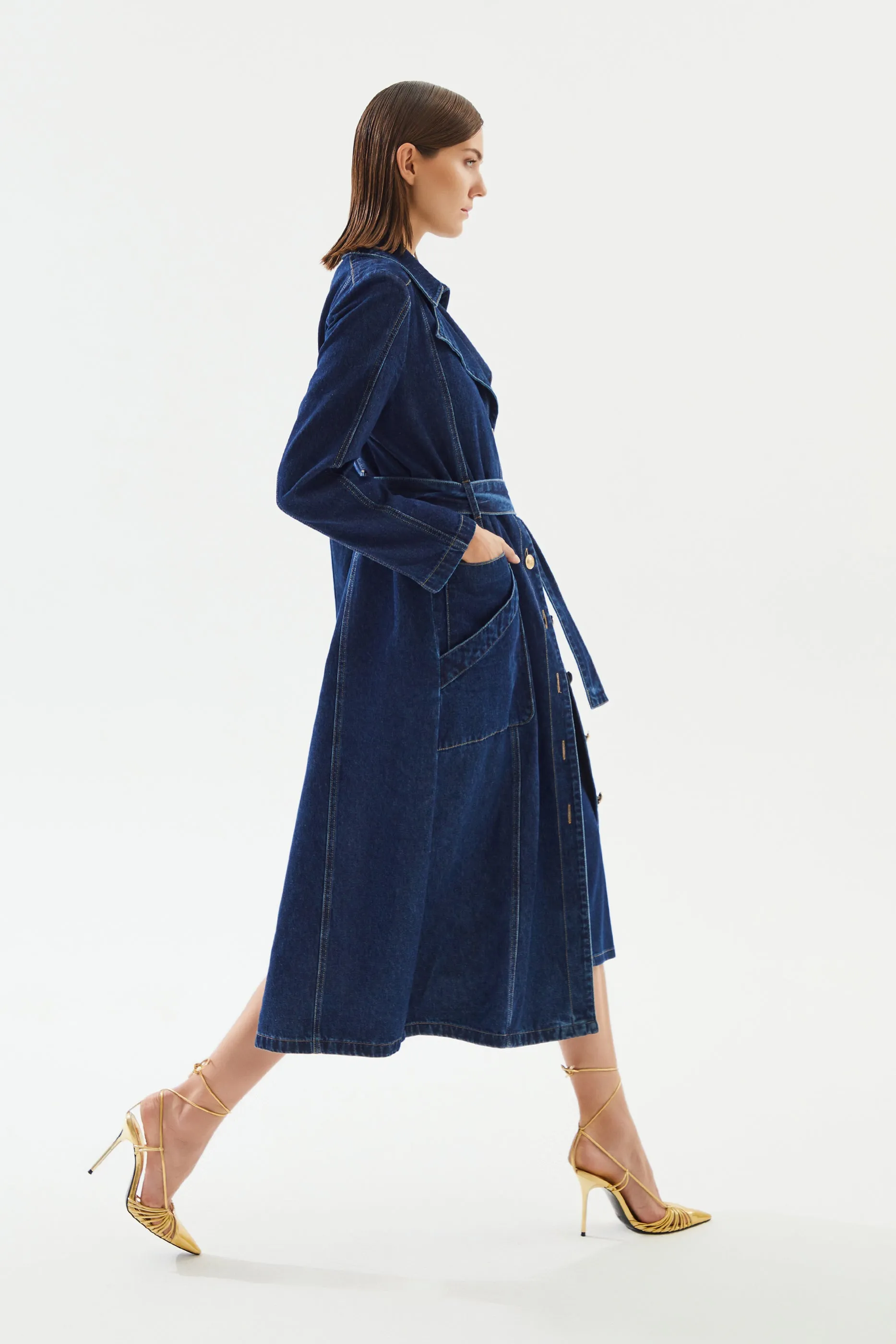 Navy Belted Trenchcoat