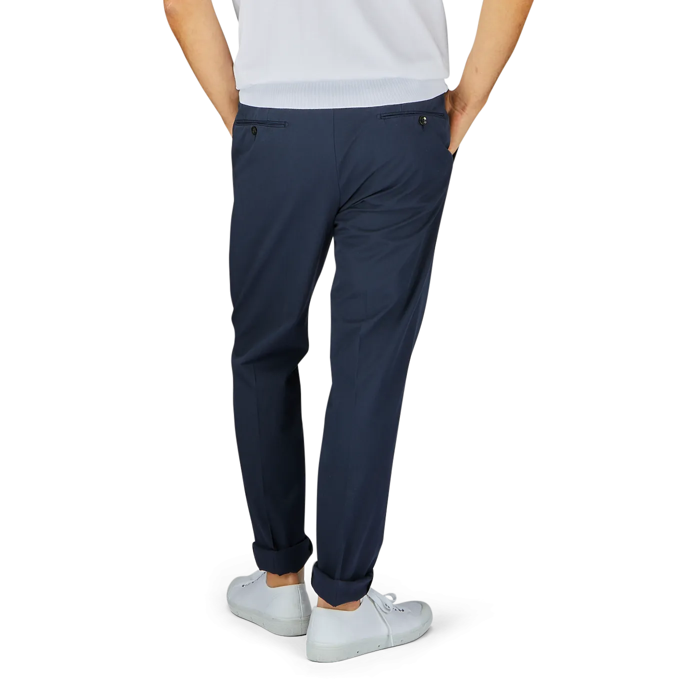 Navy Blue Cotton Stretch Regular Chinos