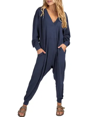 Navy blue loose jumpsuit