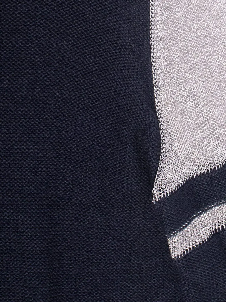 Navy Jumper With Stripe Sleeves
