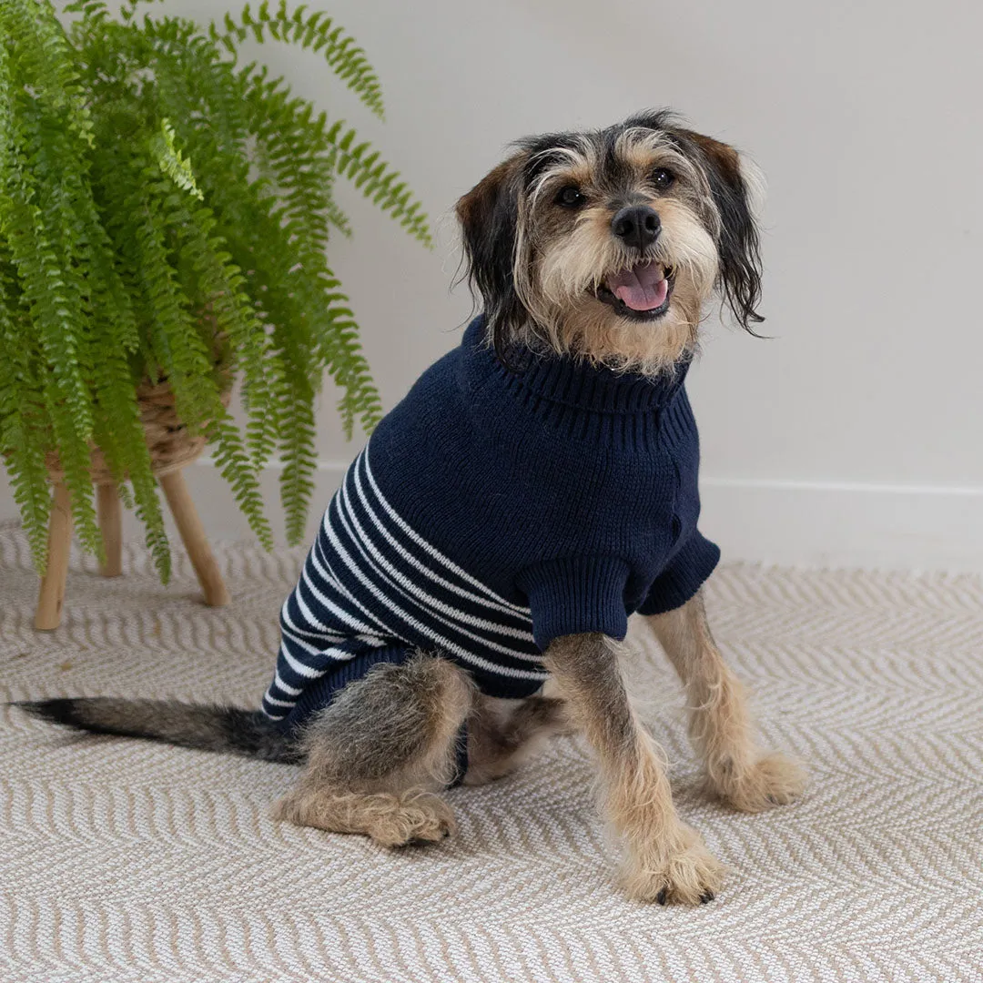 Navy Stripe Dog Jumper