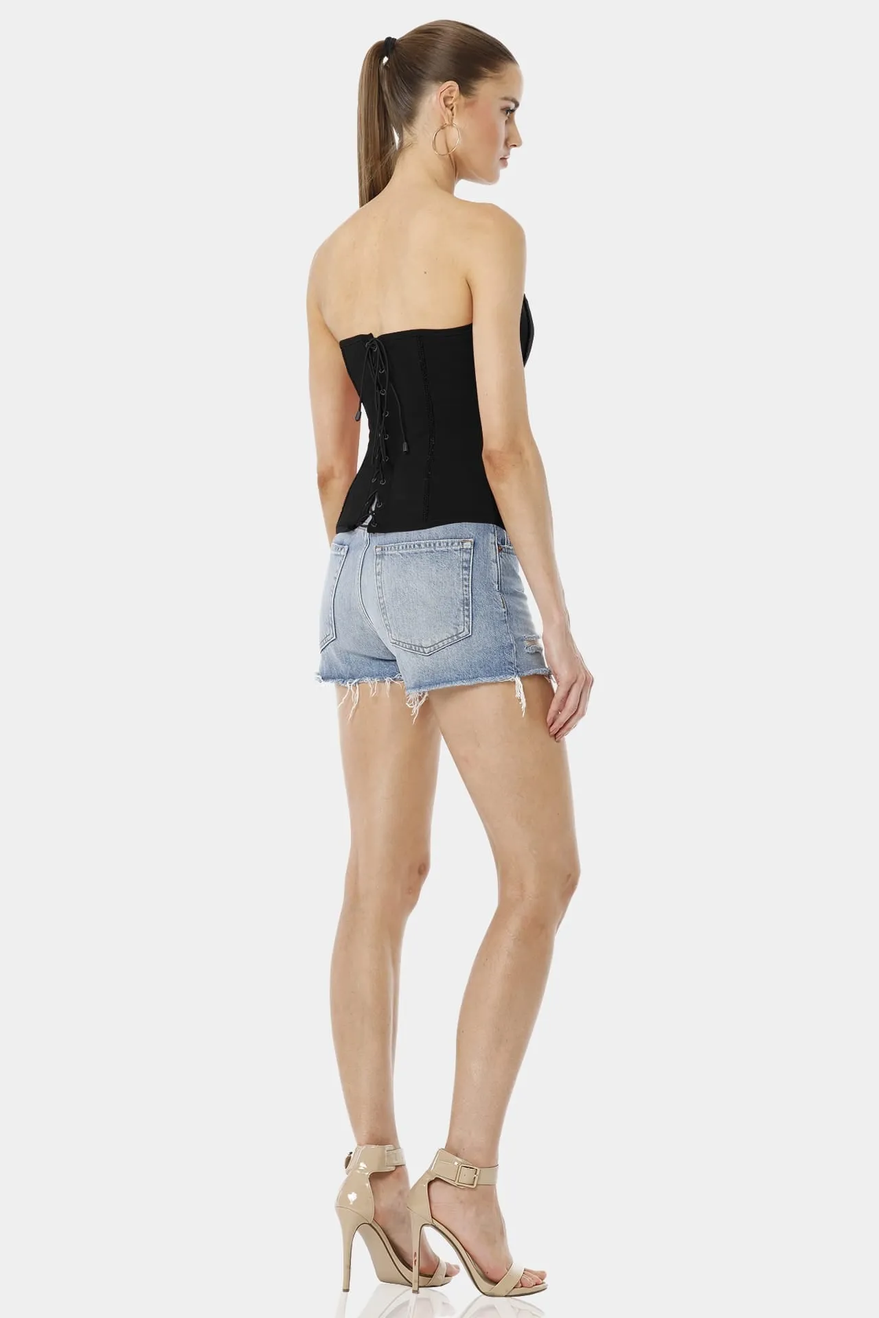 Nerva Sleek Silhouette Black Corset Top