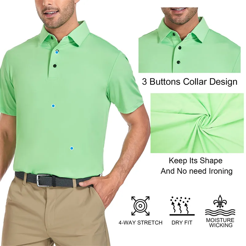 New Performance Fit Short Sleeve Golf Shirt Men Red