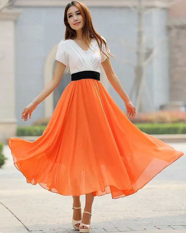 Orange chiffon maxi dress (926)