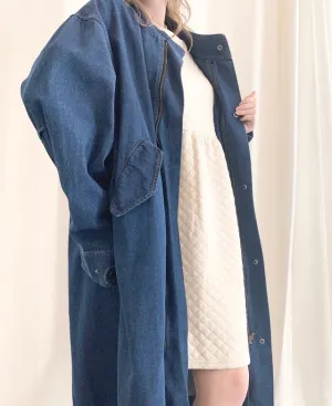 Oversized Denim Trench Style Coat