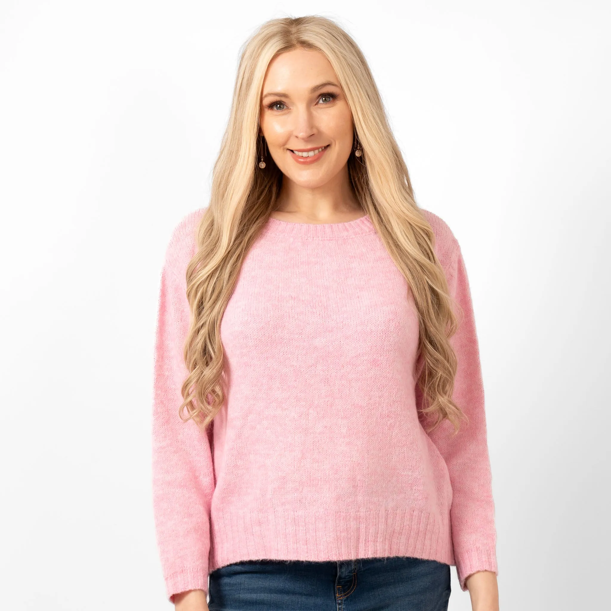 Paige Wool Blend Round Neck Jumper - Light Pink