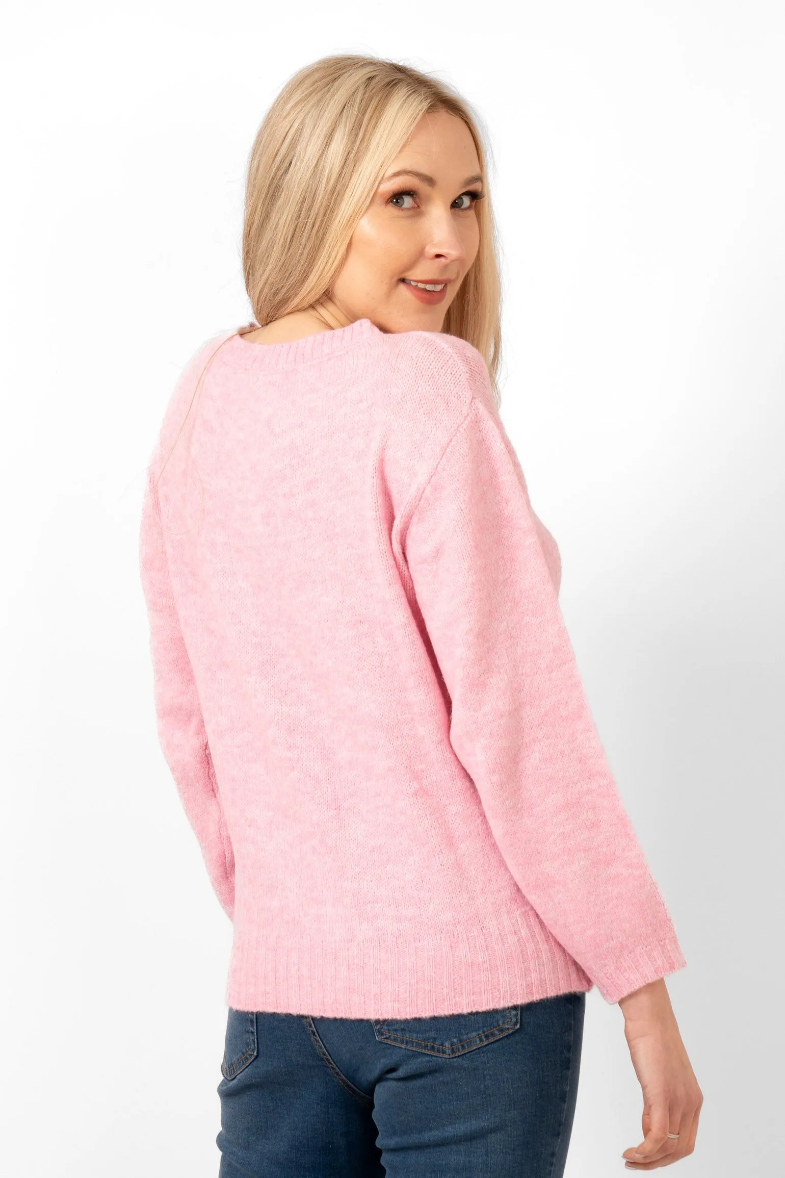 Paige Wool Blend Round Neck Jumper - Light Pink