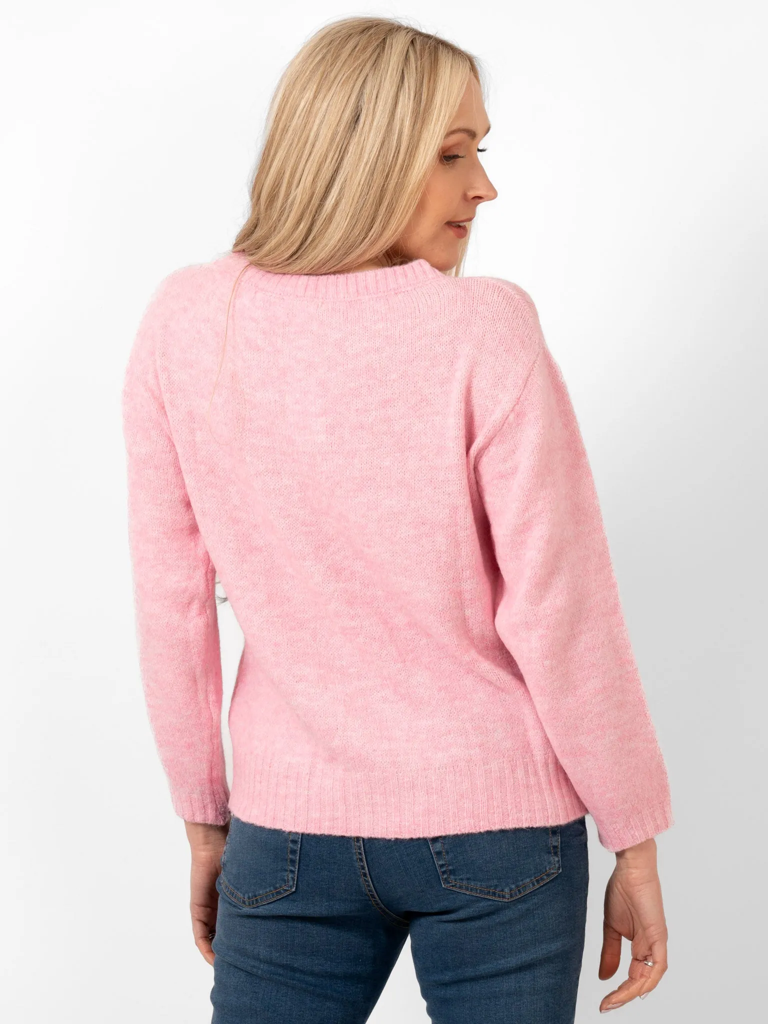 Paige Wool Blend Round Neck Jumper - Light Pink