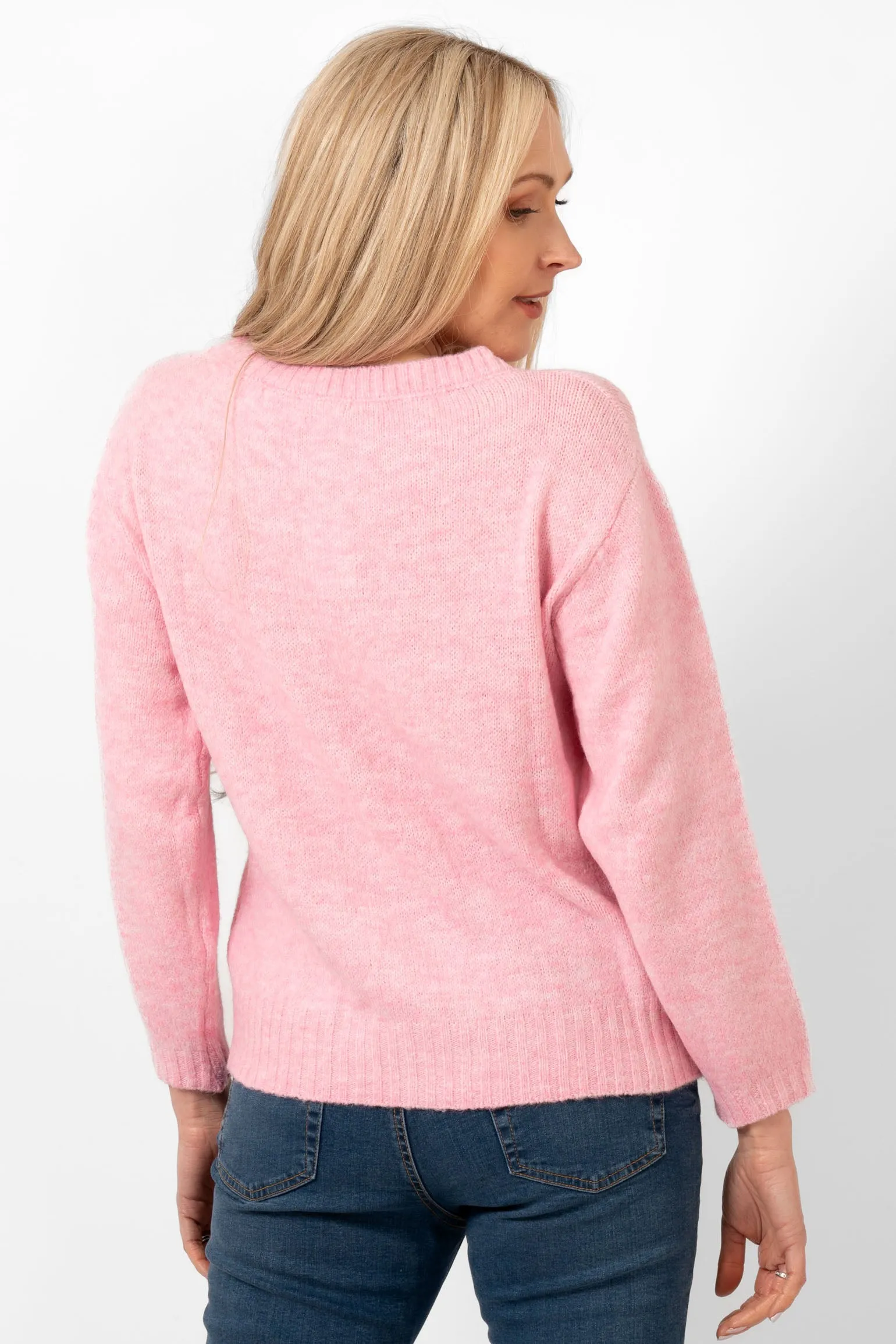 Paige Wool Blend Round Neck Jumper - Light Pink