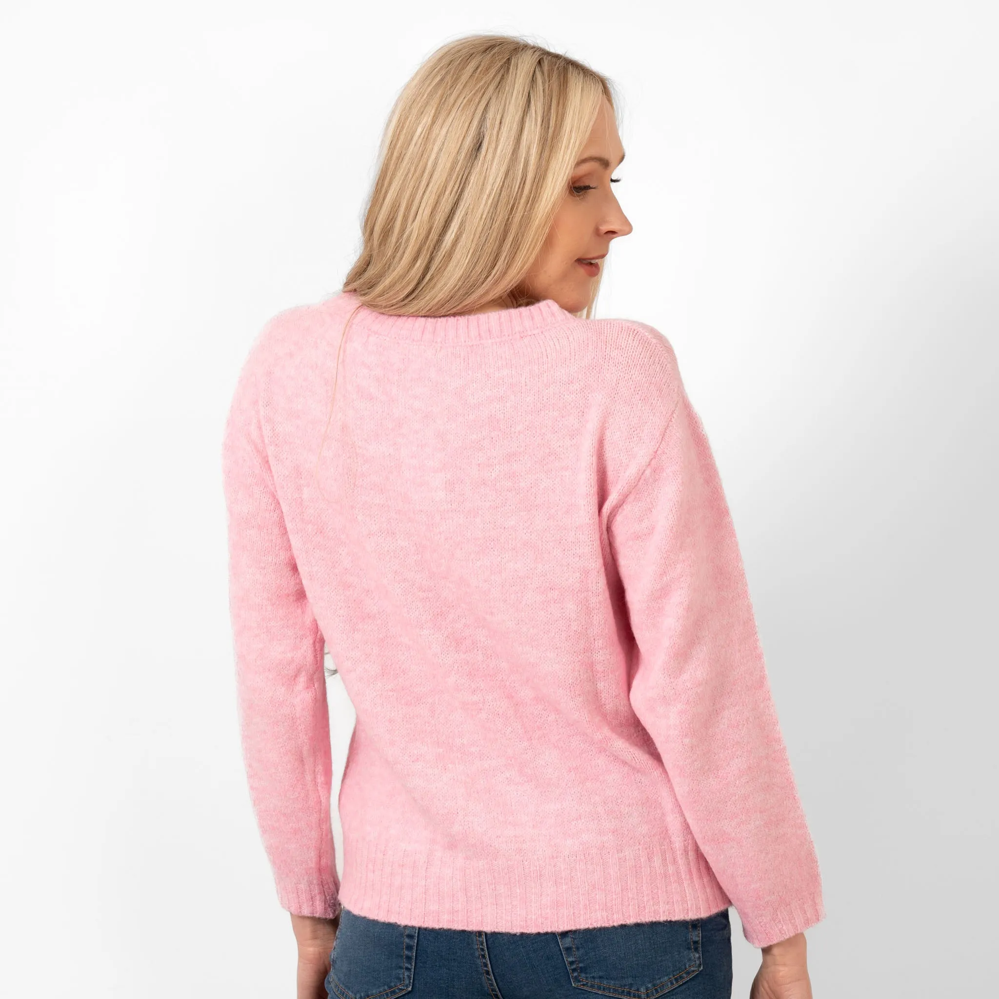 Paige Wool Blend Round Neck Jumper - Light Pink