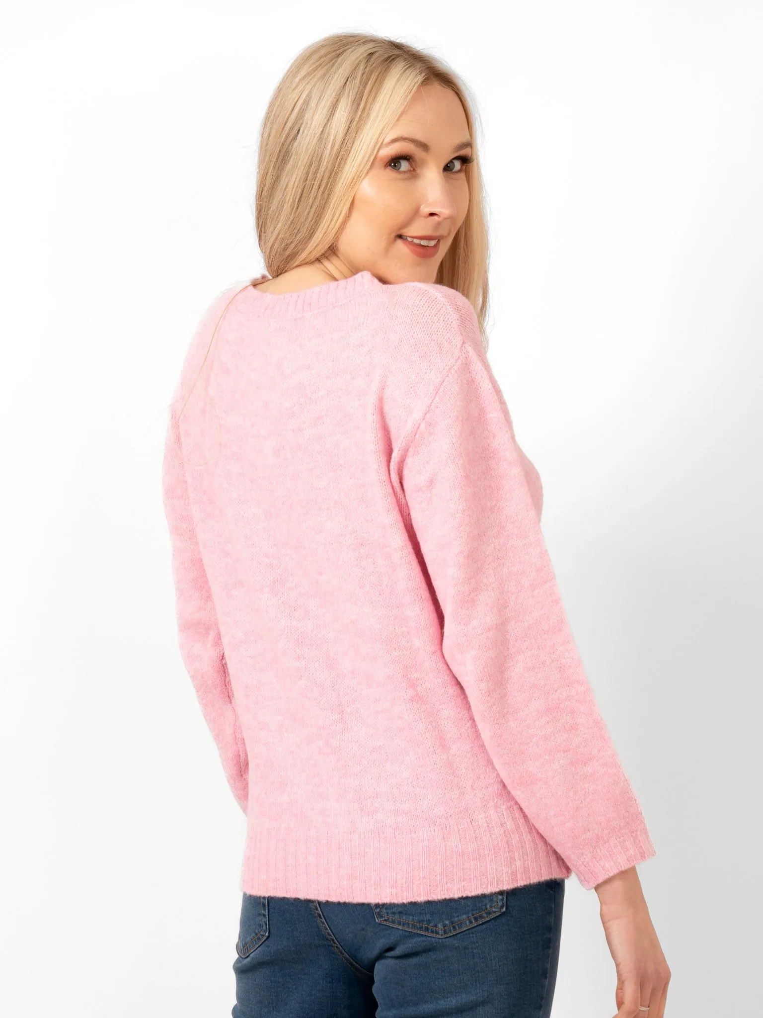 Paige Wool Blend Round Neck Jumper - Light Pink