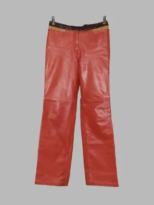 Patrick Cox Wannabe 1990s orange leather trousers with contrast waistband - S
