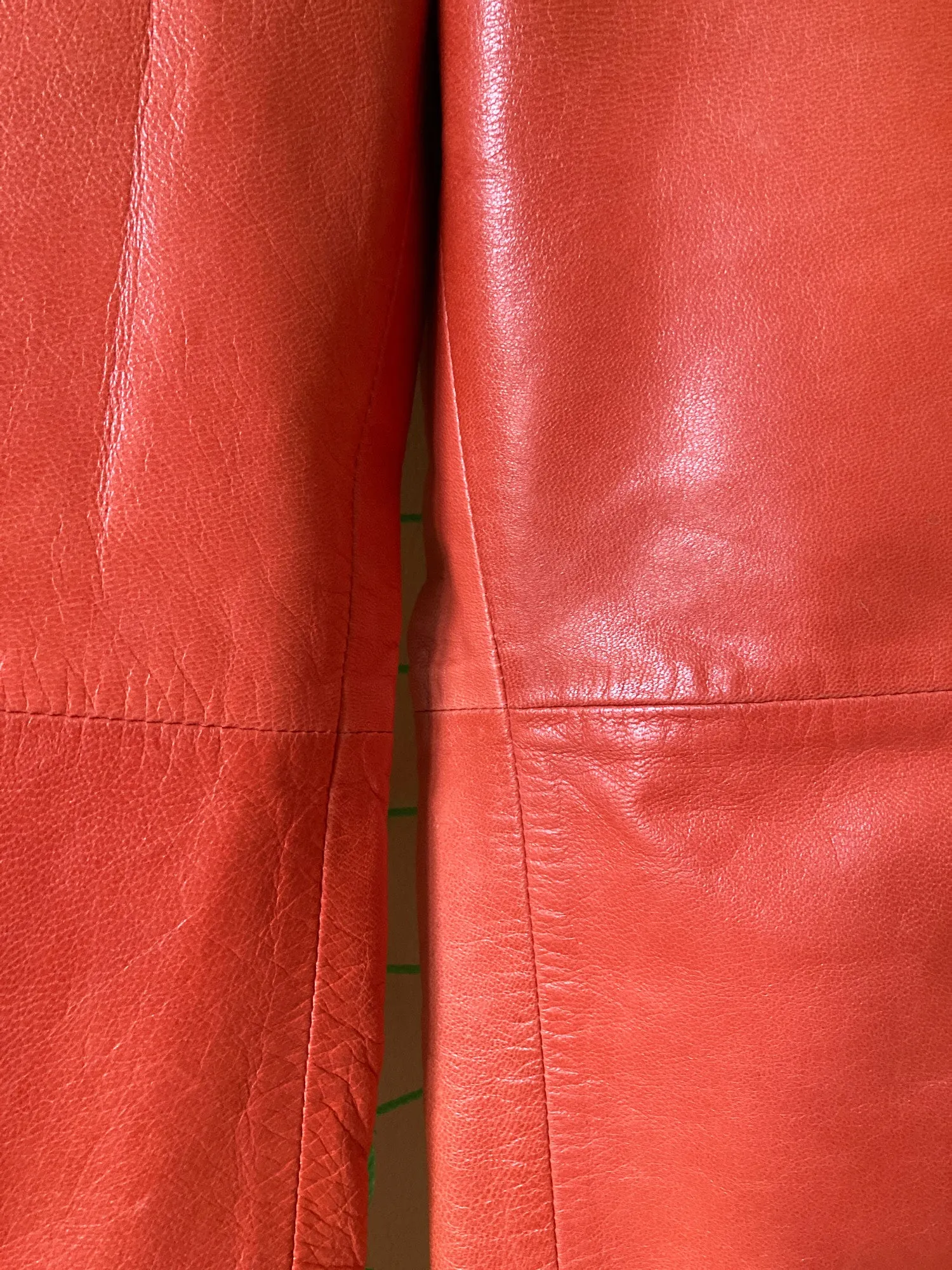 Patrick Cox Wannabe 1990s orange leather trousers with contrast waistband - S