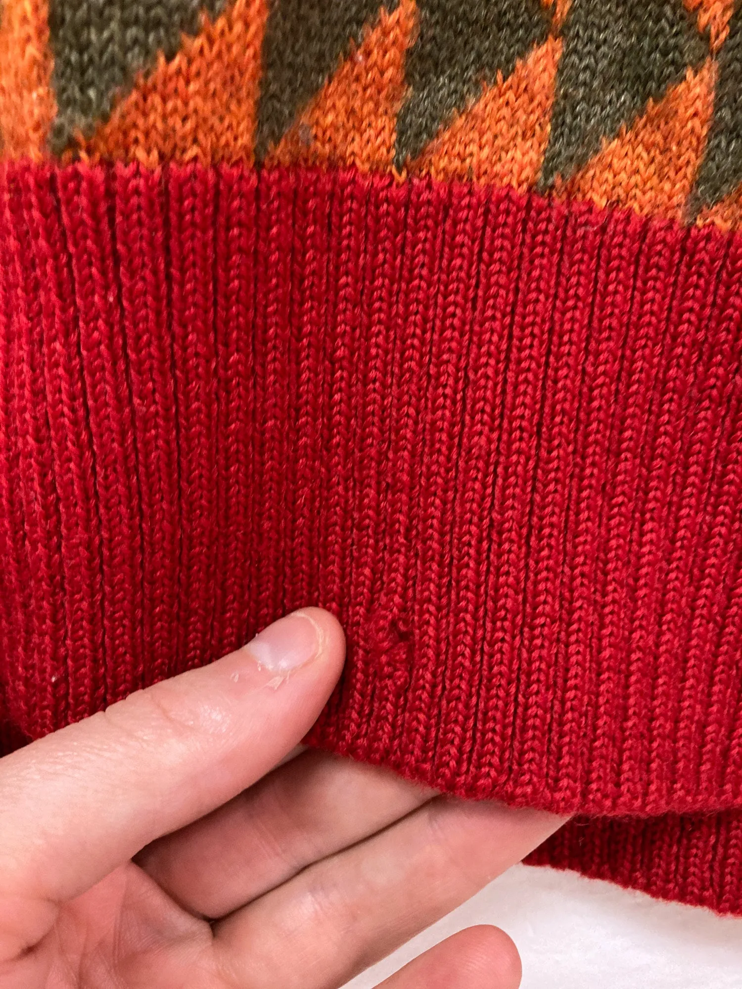 Paul Smith 1990s orange green wool triangle pattern turtleneck jumper - M