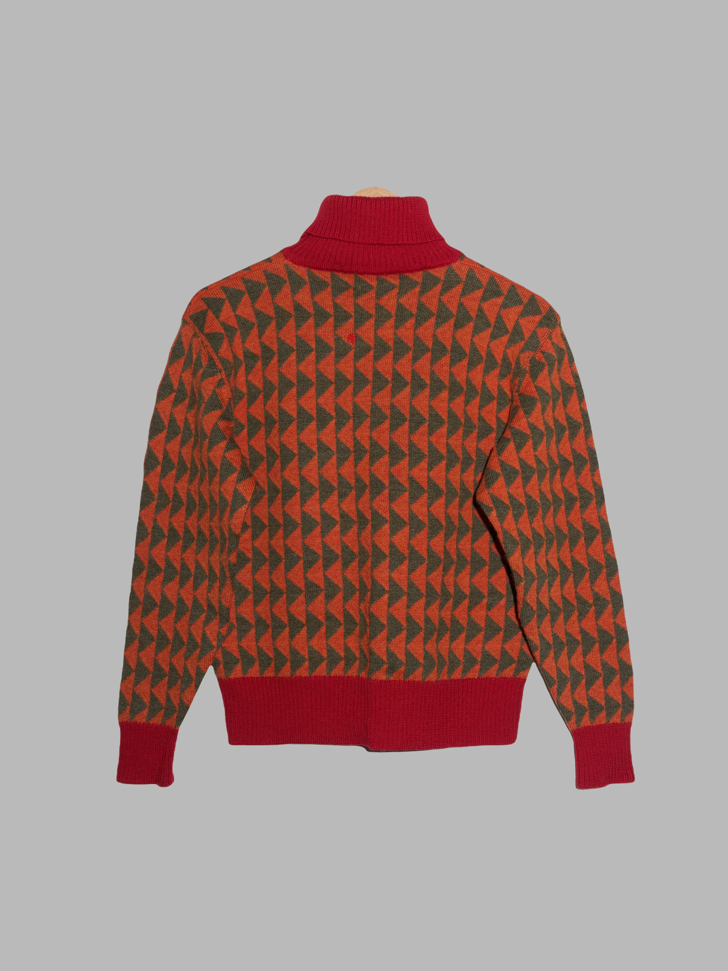 Paul Smith 1990s orange green wool triangle pattern turtleneck jumper - M