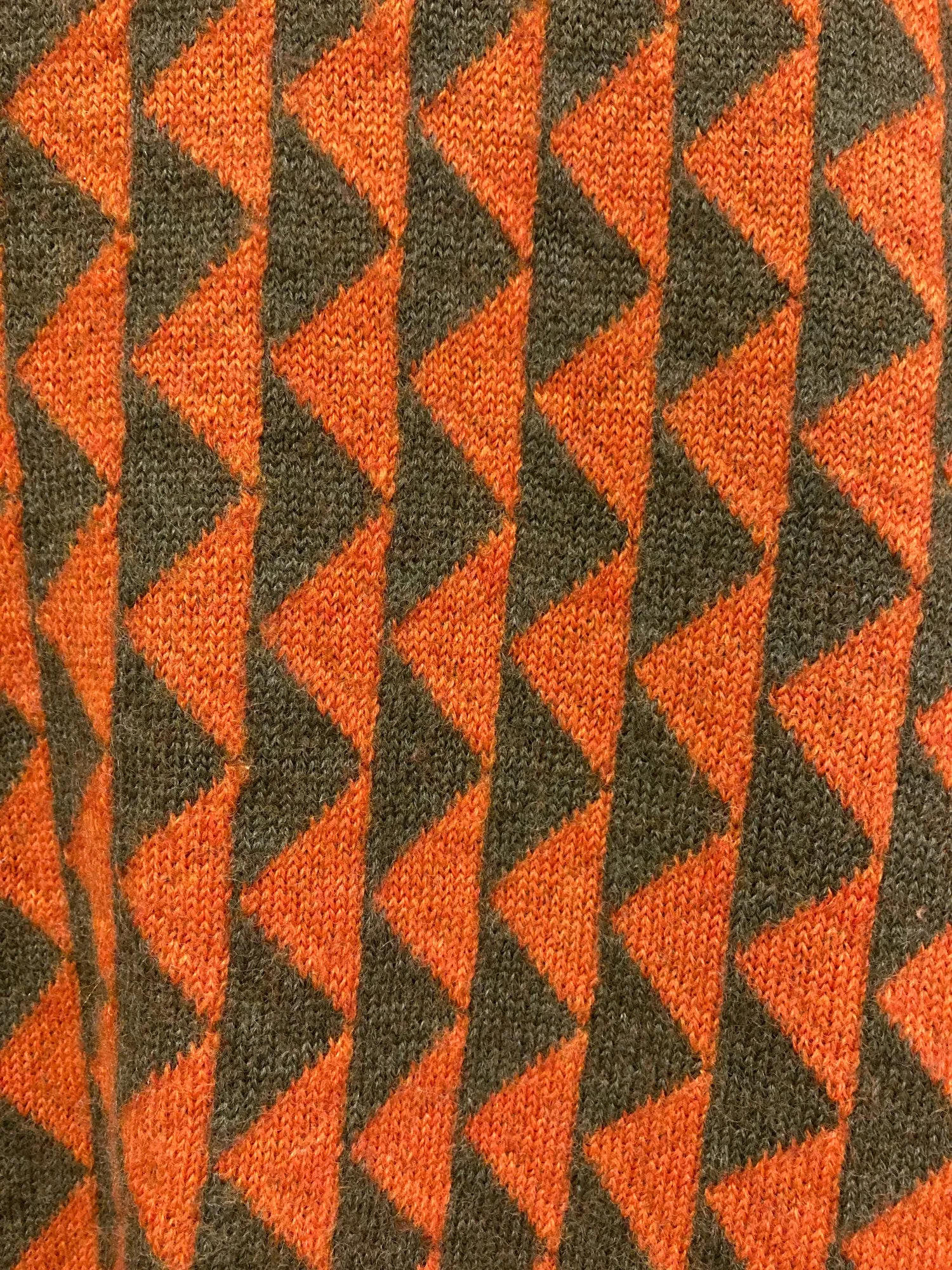 Paul Smith 1990s orange green wool triangle pattern turtleneck jumper - M