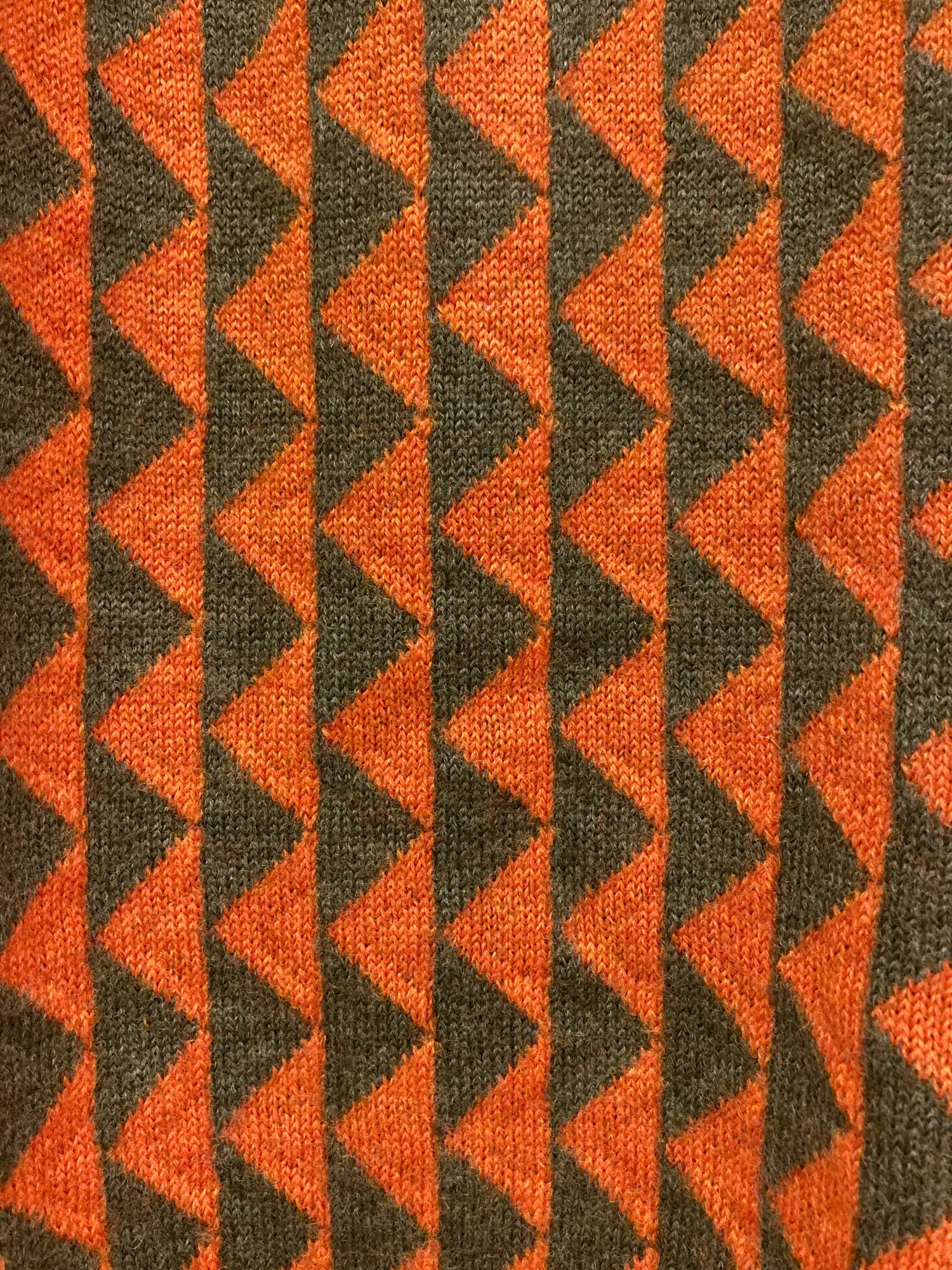 Paul Smith 1990s orange green wool triangle pattern turtleneck jumper - M