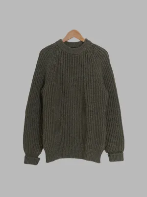 Peter Storm 1989 khaki green W1 proofed wool waterproof crew neck jumper - L
