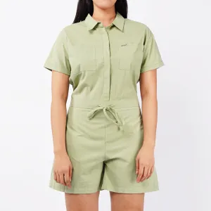 Petrol Ladies Basic Jumper Regular Fitting Linen Fabric 150568 (Mosstone)