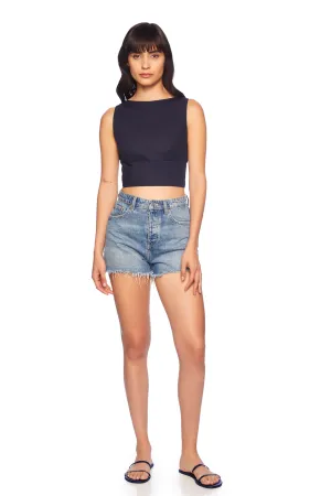 Poplin Open Back Tie Back Top