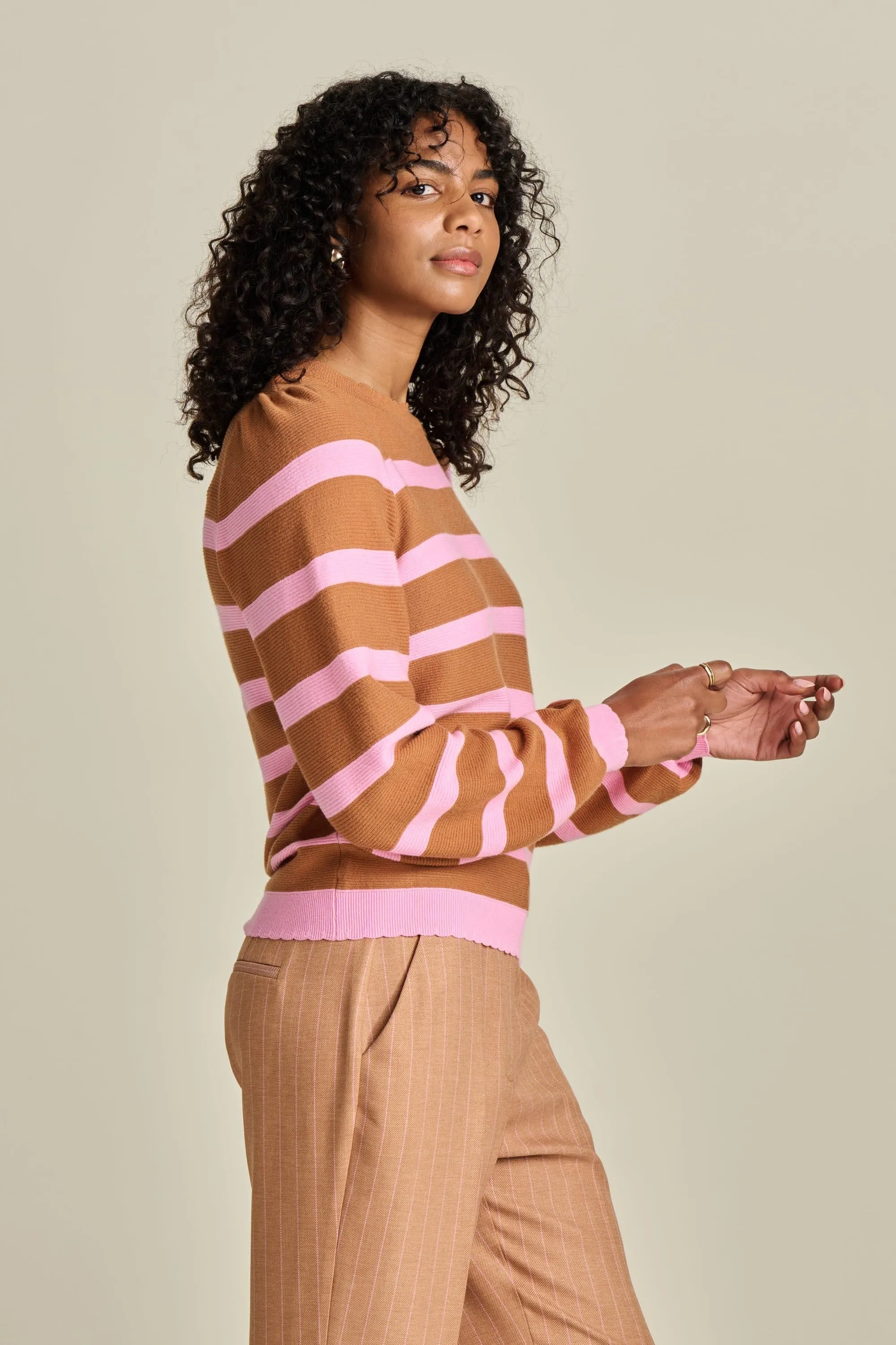 PULLOVER - Striped Sugar Brown