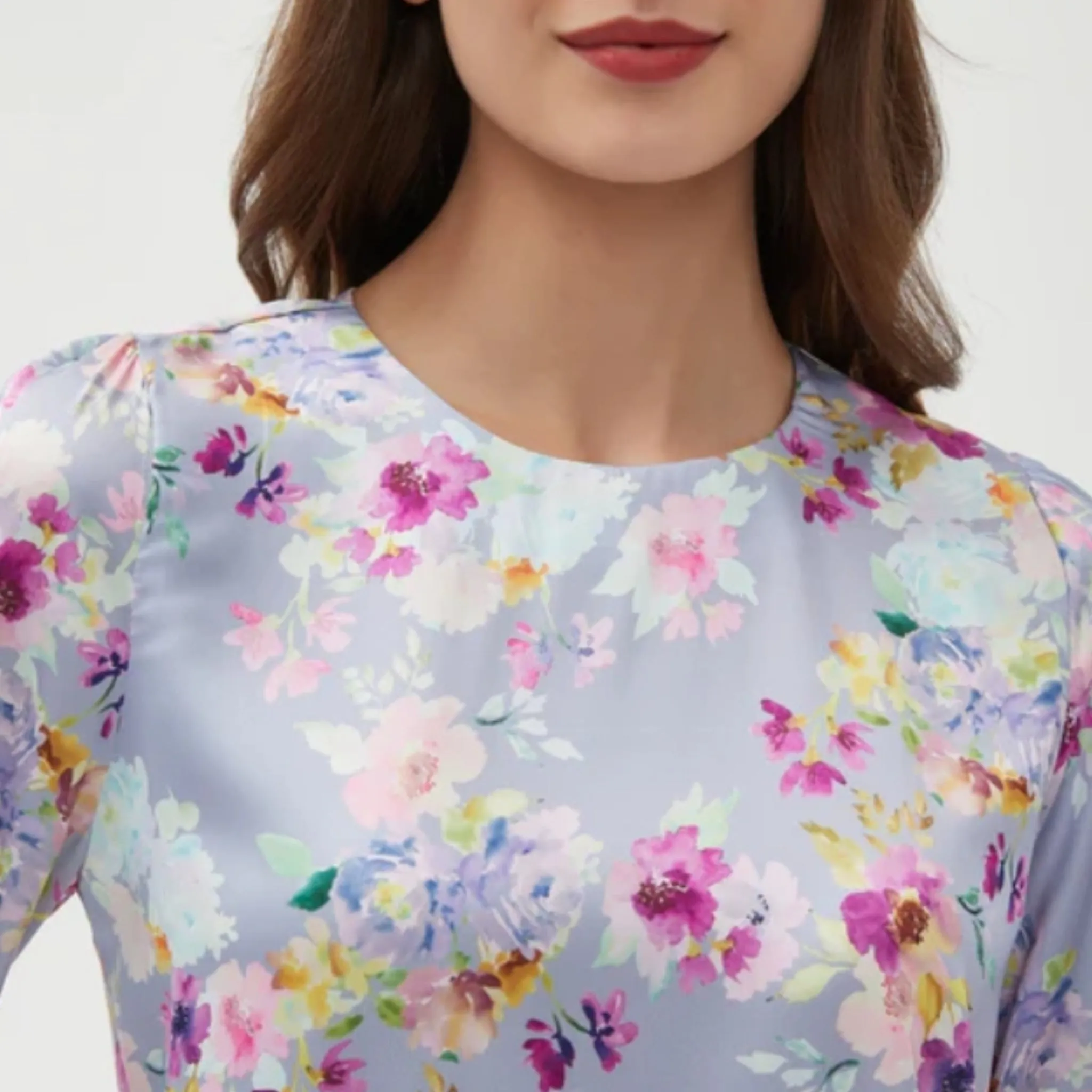 Purple Silky Half Sleeve Blouse MM