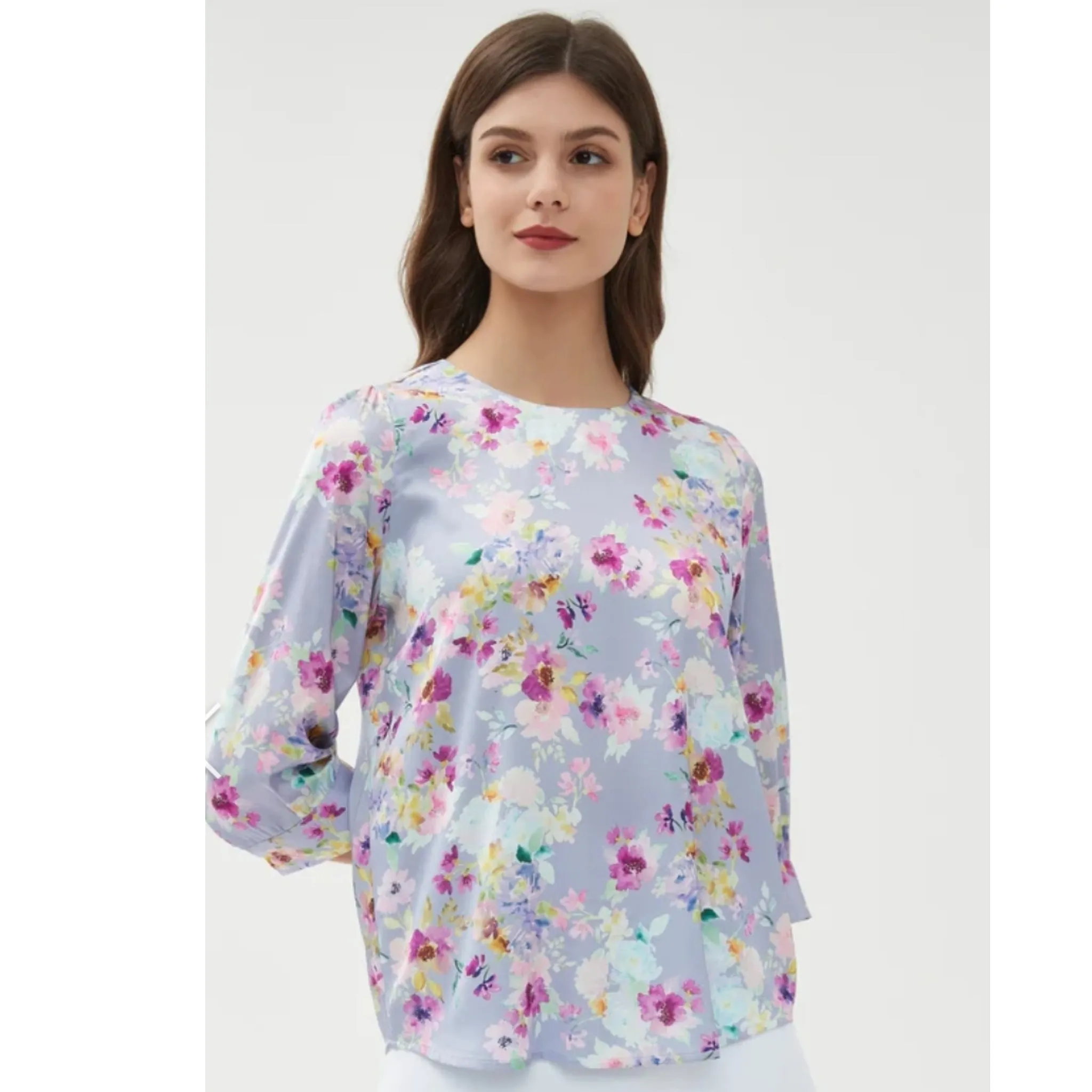 Purple Silky Half Sleeve Blouse MM