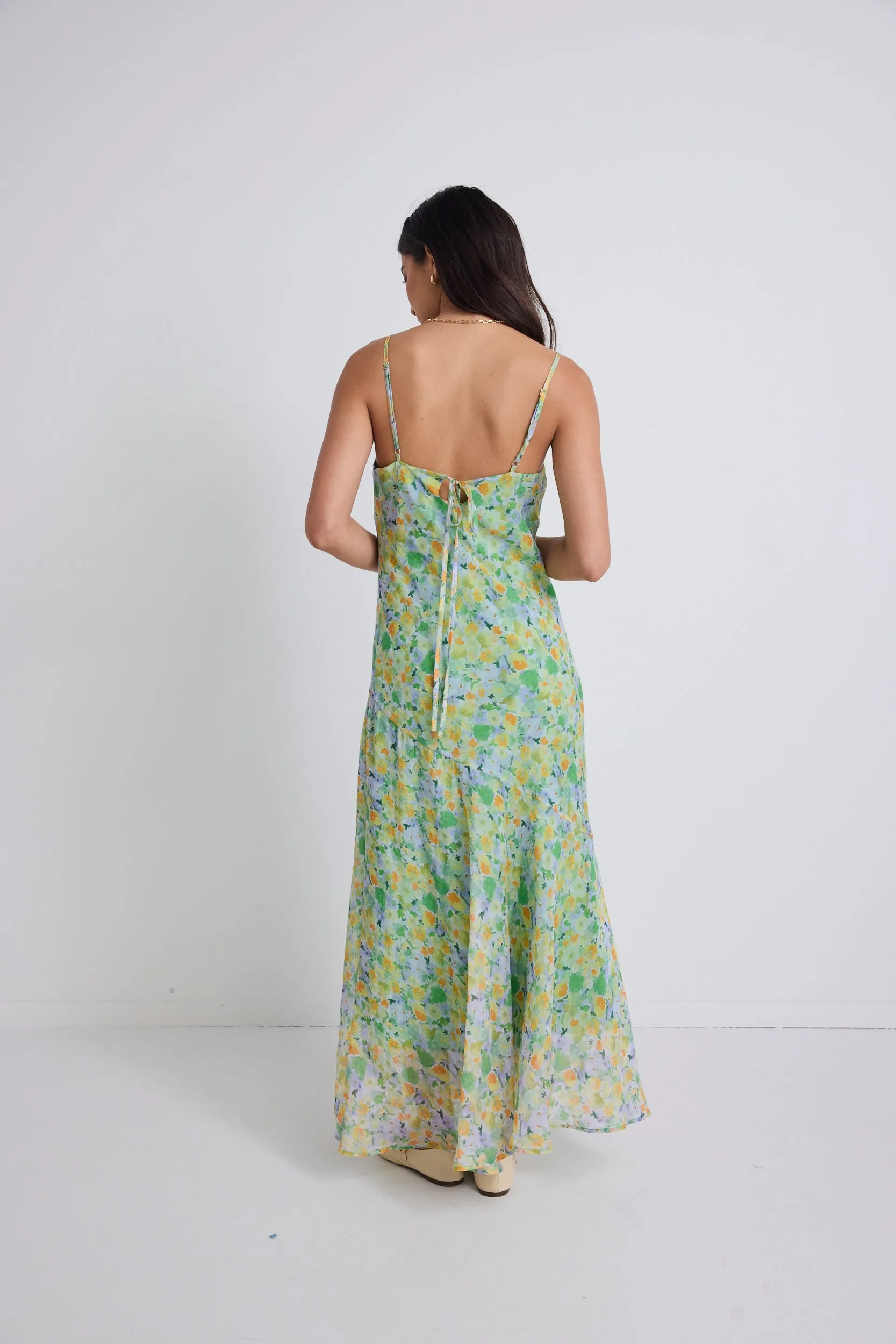 Reign Spring Floral Strappy Maxi Slip Dress