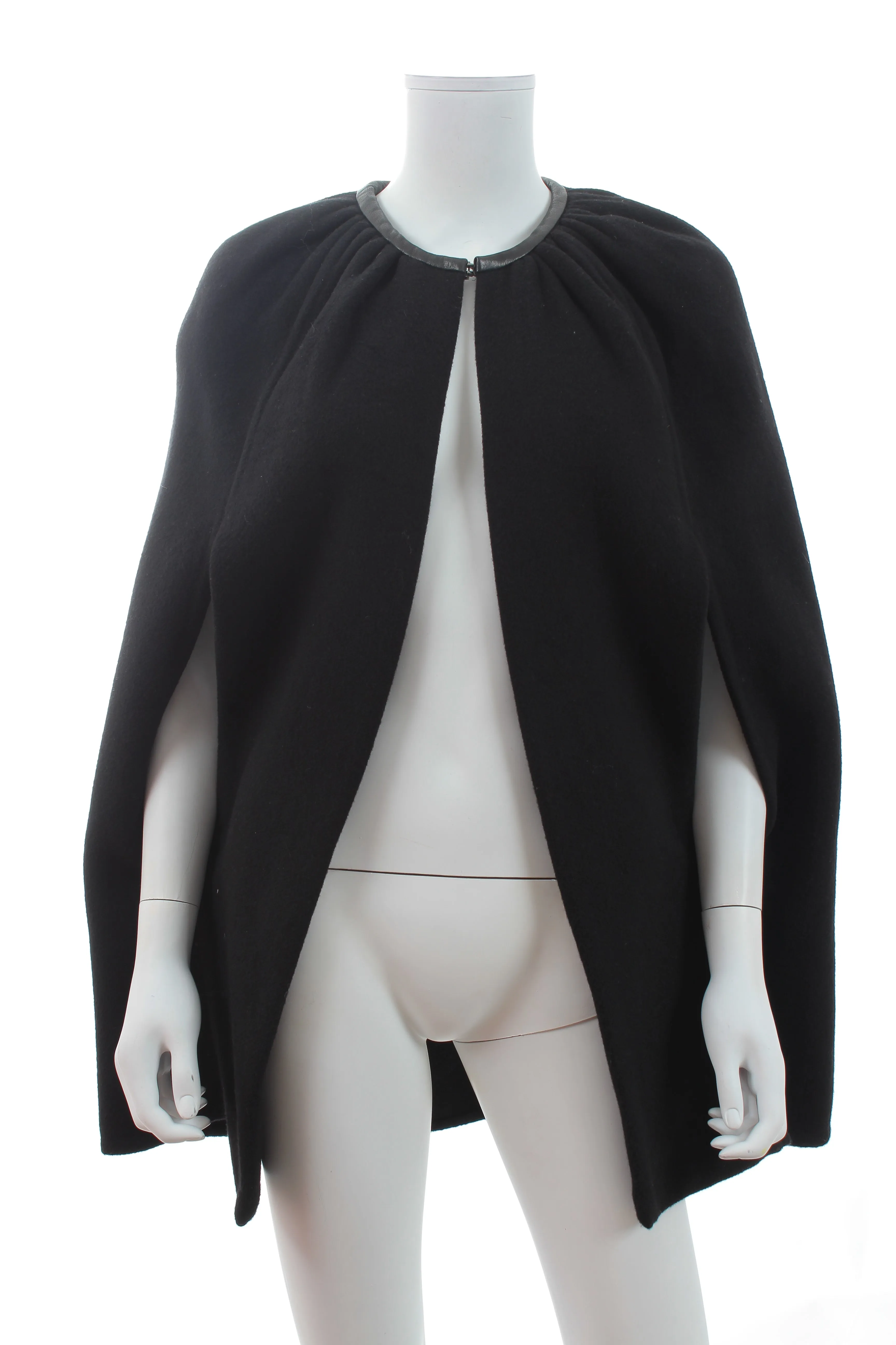 Rick Owens Leather-Trimmed Cashmere Cape