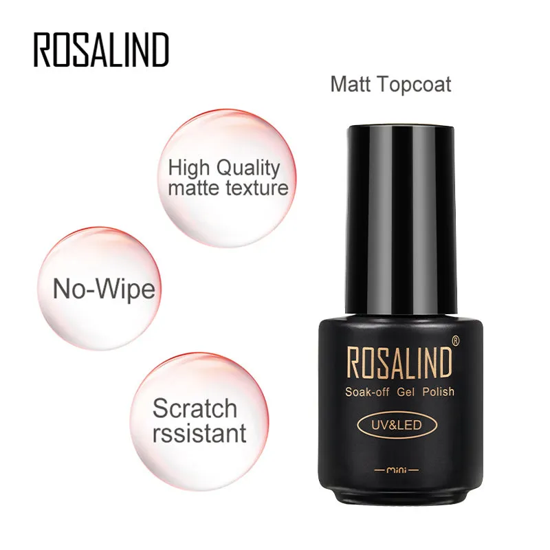 ROSALIND Matt Top Coat Gel Polish Bright For Nail Art Design LED/UV Lamp